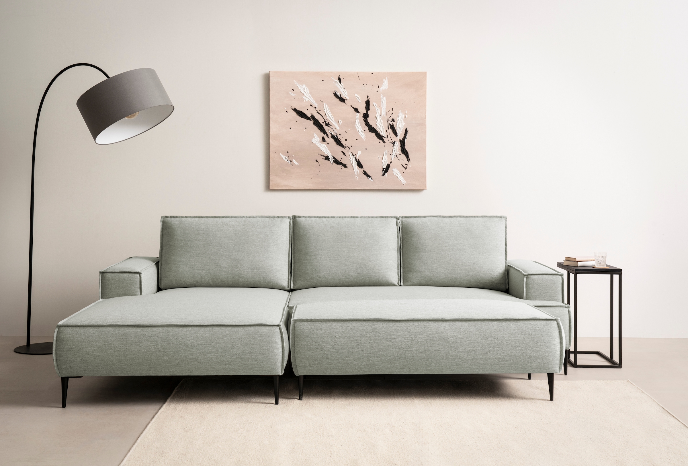 andas Sitzgruppe »TVINNU, Polsterecke L-Form, Schlaffunktion, mit Hocker«, (Set, 2 tlg.), stellbar zum Schlafsofa (Krokodilverbinder)