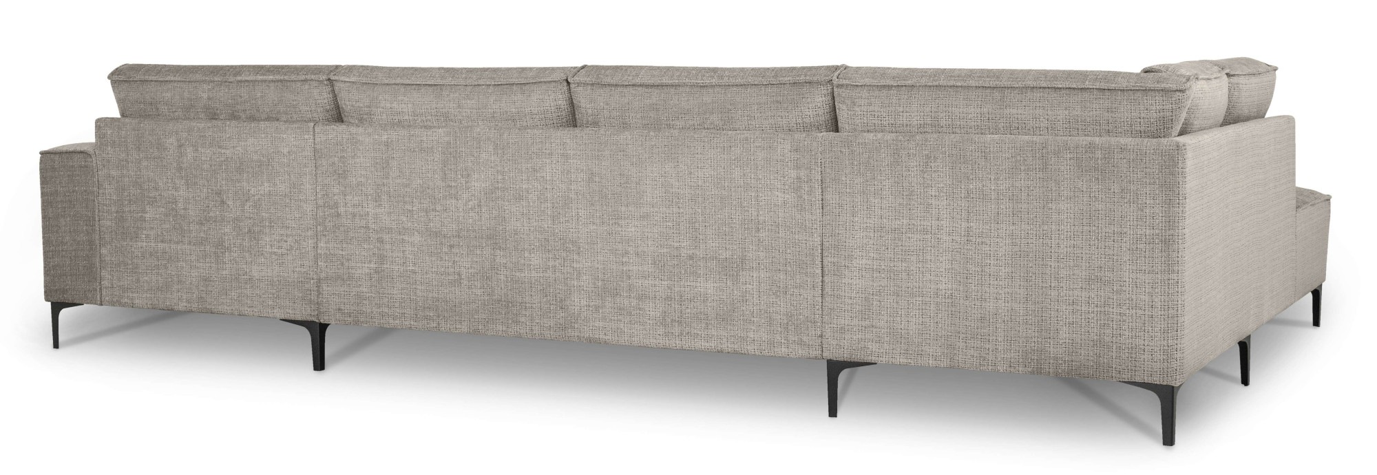 Places of Style Wohnlandschaft »XXL Sofa Oland, Struktur, Flachgewebe, Luxus-Microfaser, Boucle«, U-Form, 345 cm, Wellenunterfederung, Skandi-Design, Metallfüße