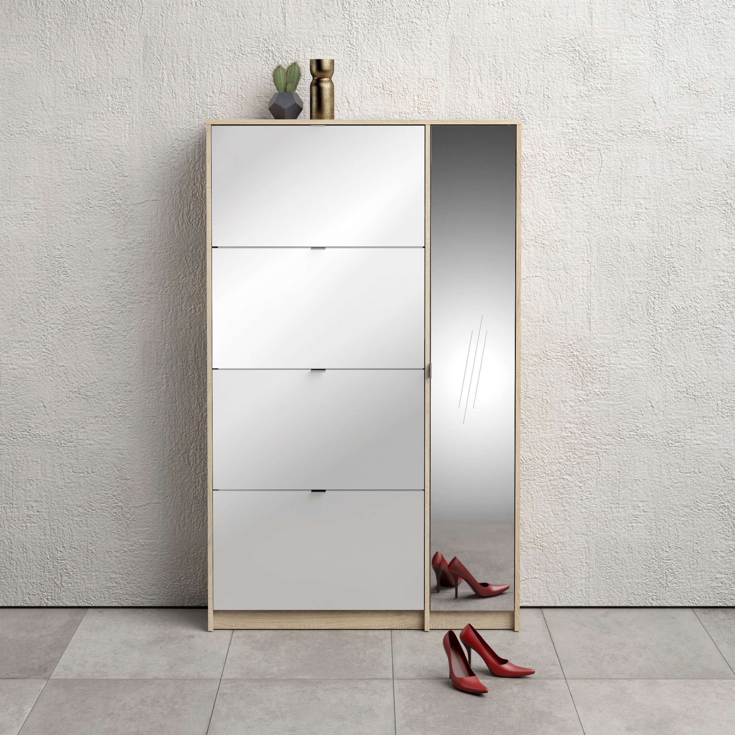 INOSIGN Schuhschrank »Shoes Schuhaufbewahrung, Schuhkommode, Schuhregal,«, mit 3 Klappen, 2 Böden und 1 Tür, Breite 98,8 cm Höhe 162 cm