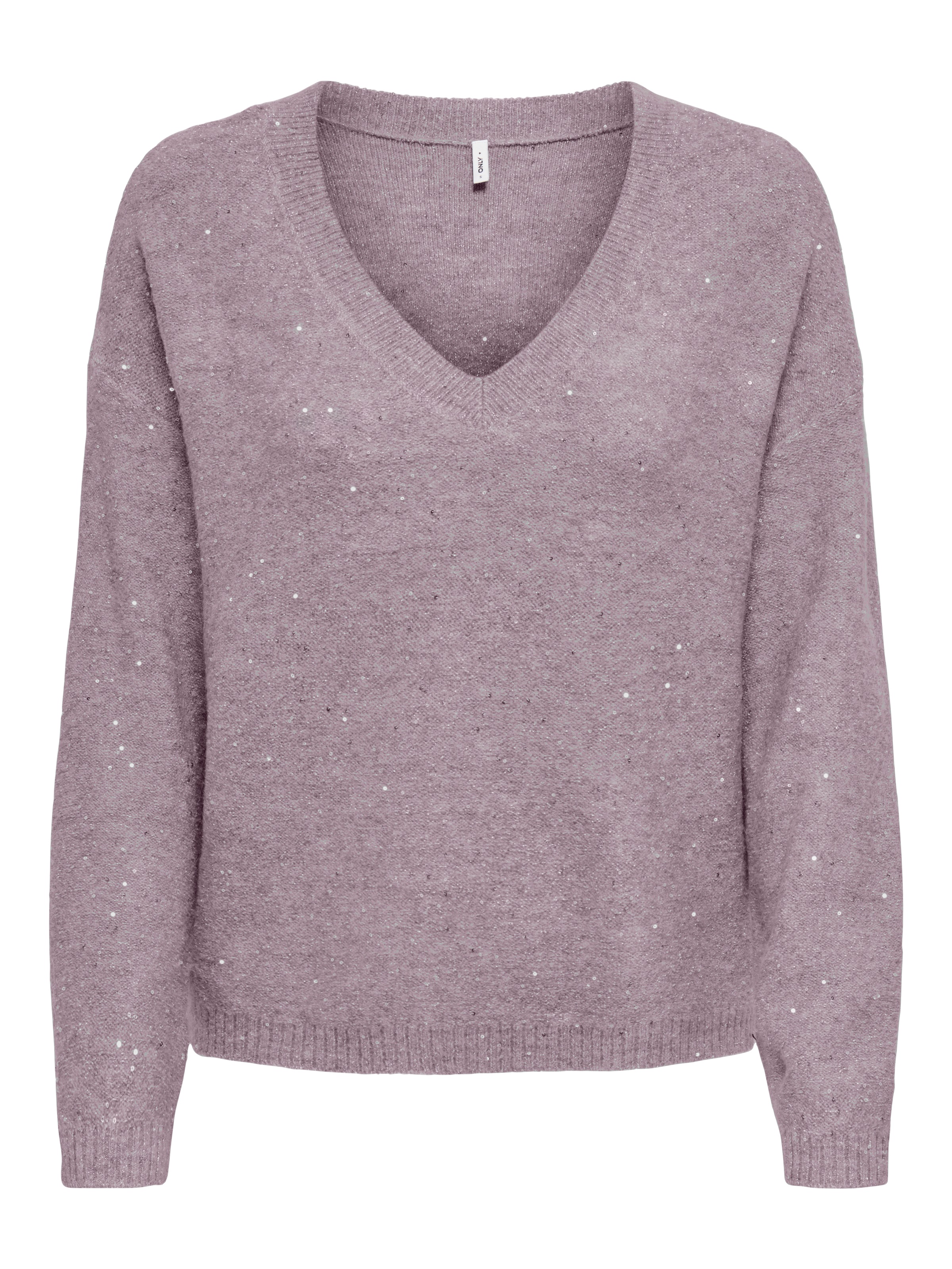 ONLY Strickpullover »ONLARIZONA LS SEQUINS V-NECK PUL KNT«