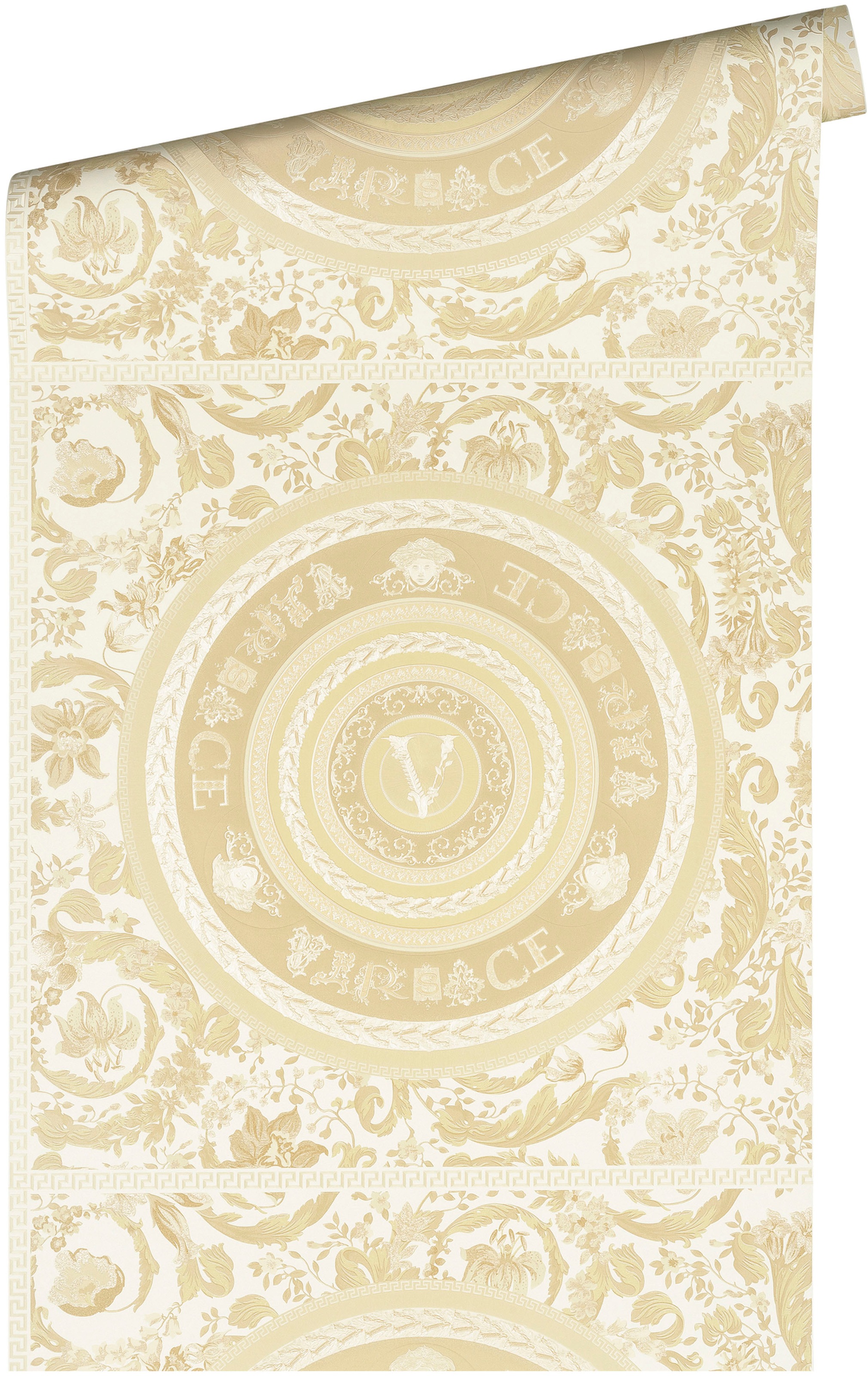 Versace Vliestapete »Wallpaper Versace 5 Floral Design«, leicht glänzend-gemustert-abstrakt, Designertapete auffallende Fliesen-Tapete Tapeten Wohnzimmer modern