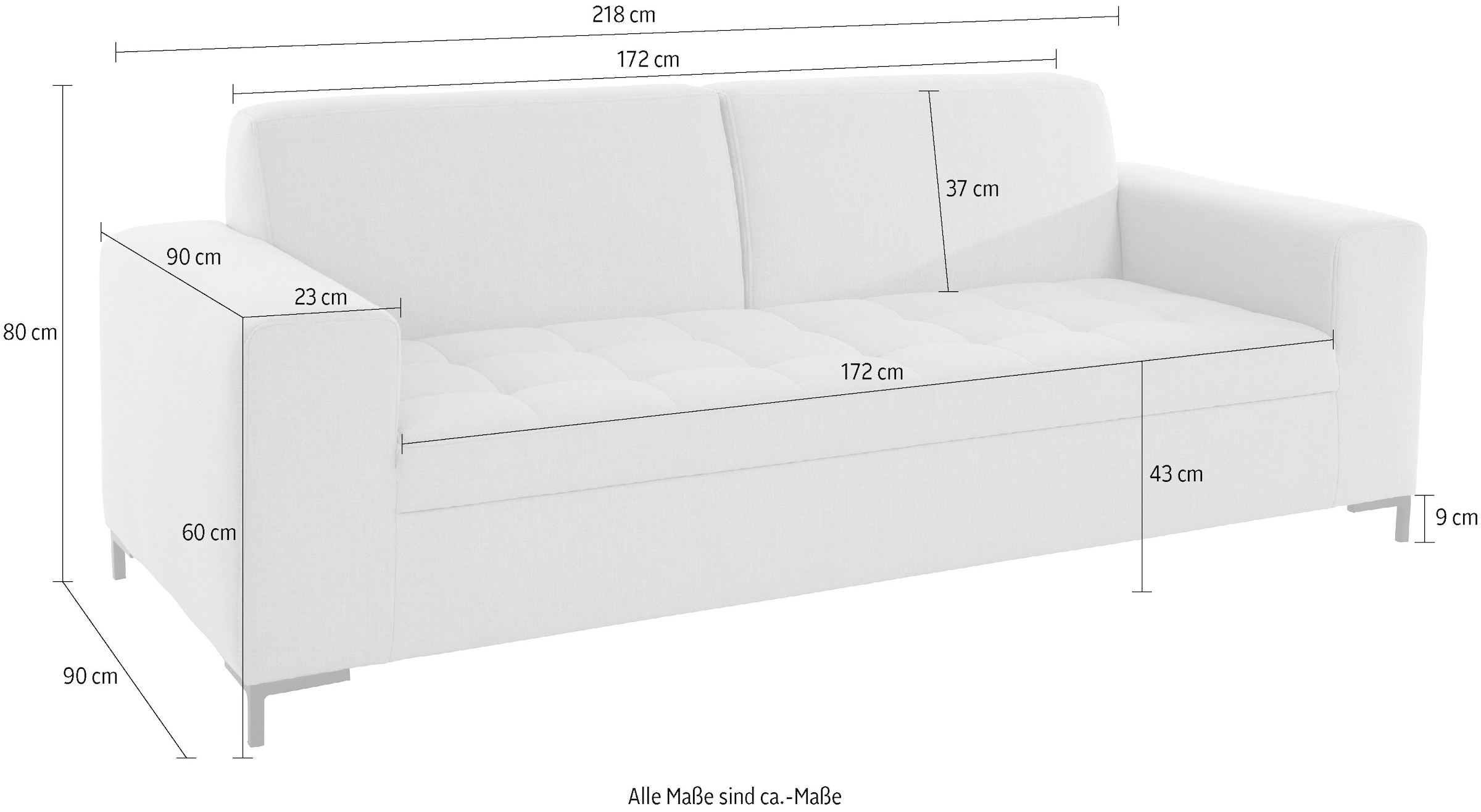 OTTO products 3-Sitzer »Grazzo, zeitlos und elegant, moderne Sitzheftung«, hochwertige Stoffe aus recyceltem Material, Steppung im Sitzbereich