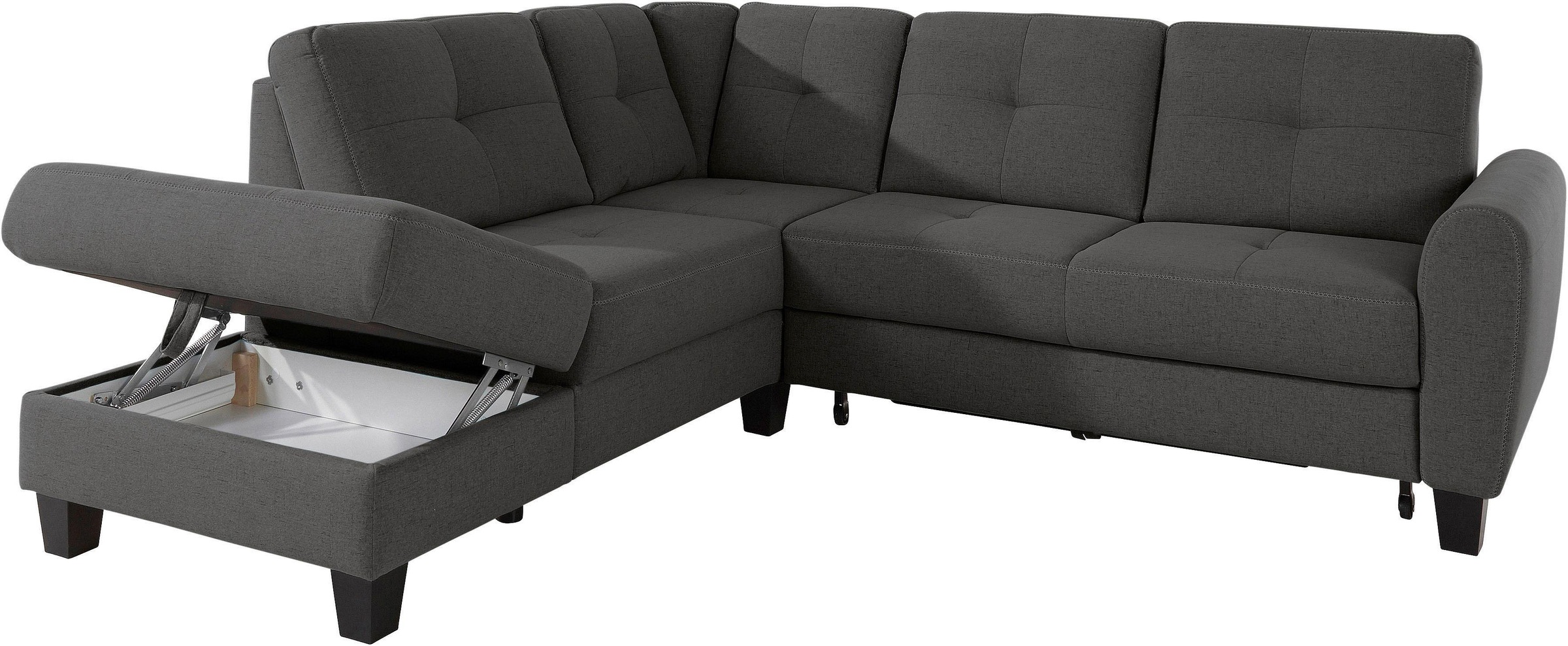 sit&more Ecksofa »Varese L-Form«, mit Federkern, wahlweise mit Bettfunktion und Stauraum