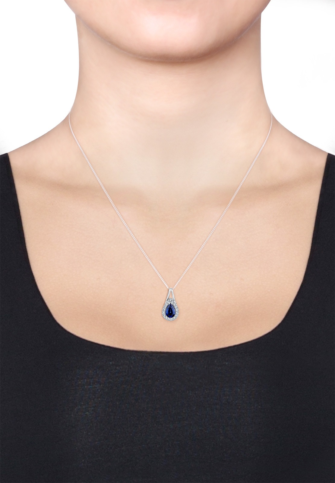 Elli Collierkettchen »Tropfen Synthetischer Saphir Blau 925 Sterling Silber«