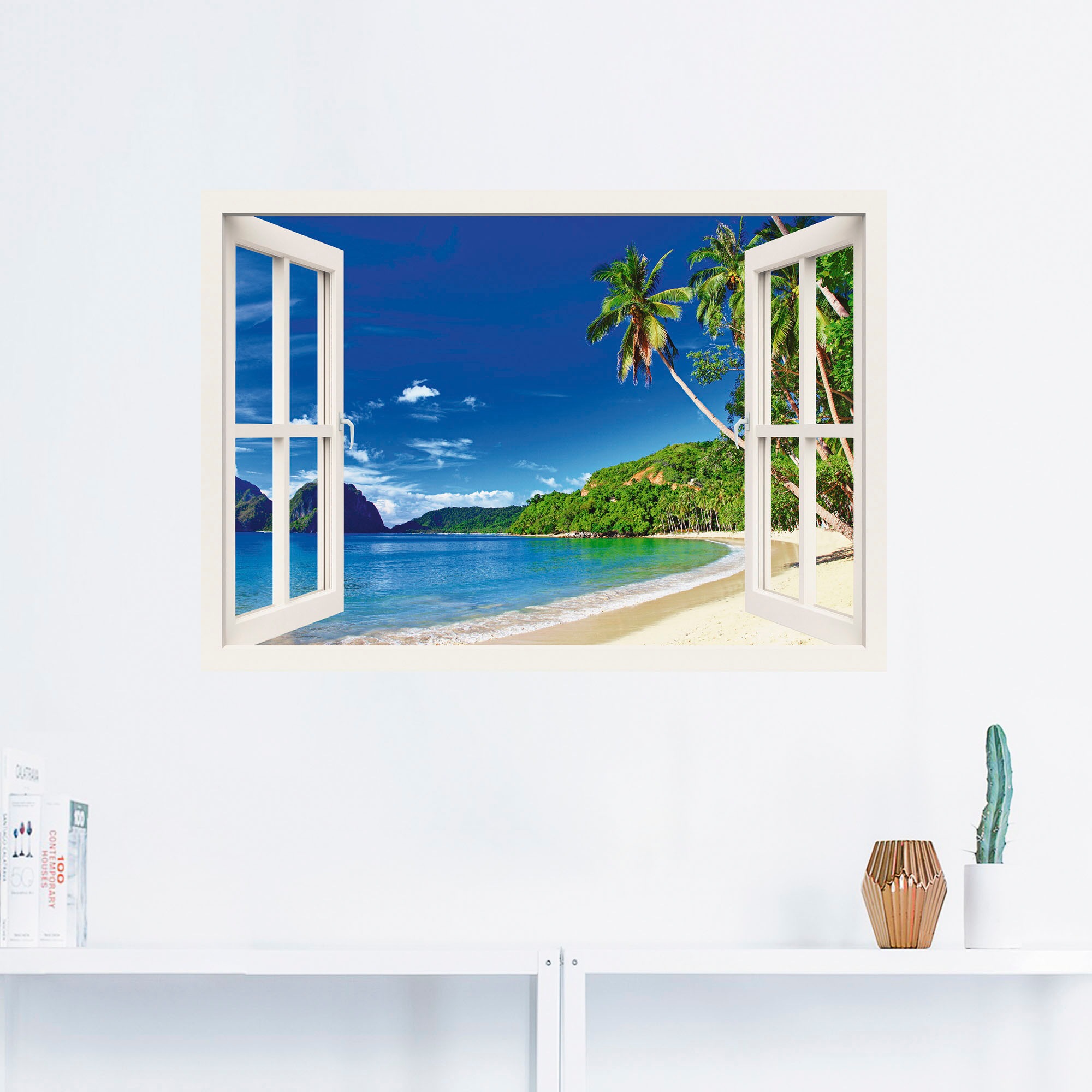 Artland Wandbild »Fensterblick Paradies«, Fensterblick, (1 St.), als Alubil günstig online kaufen