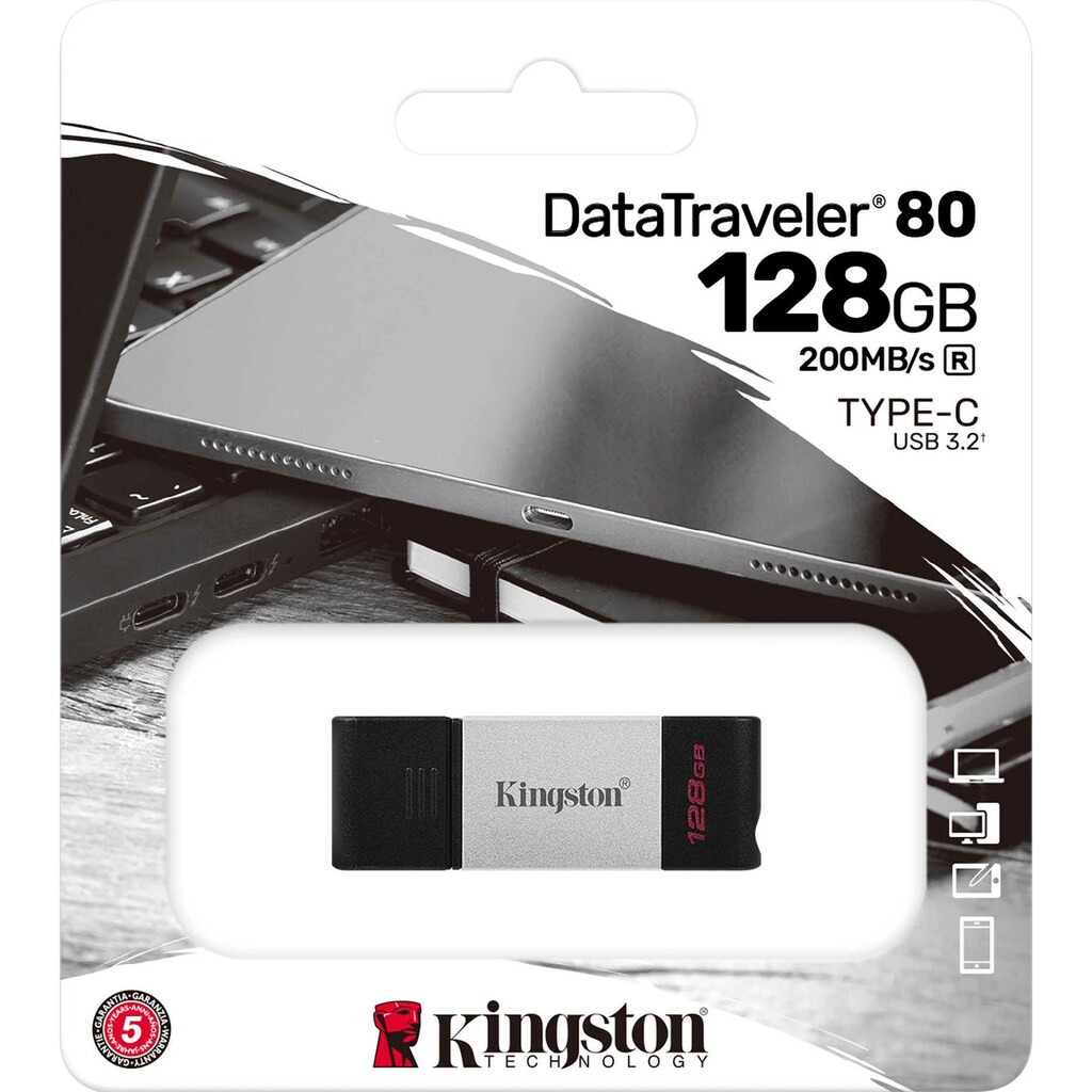 Kingston USB-Stick »DATATRAVELER® 80 128GB«, (USB 3.2 Lesegeschwindigkeit 200 MB/s)