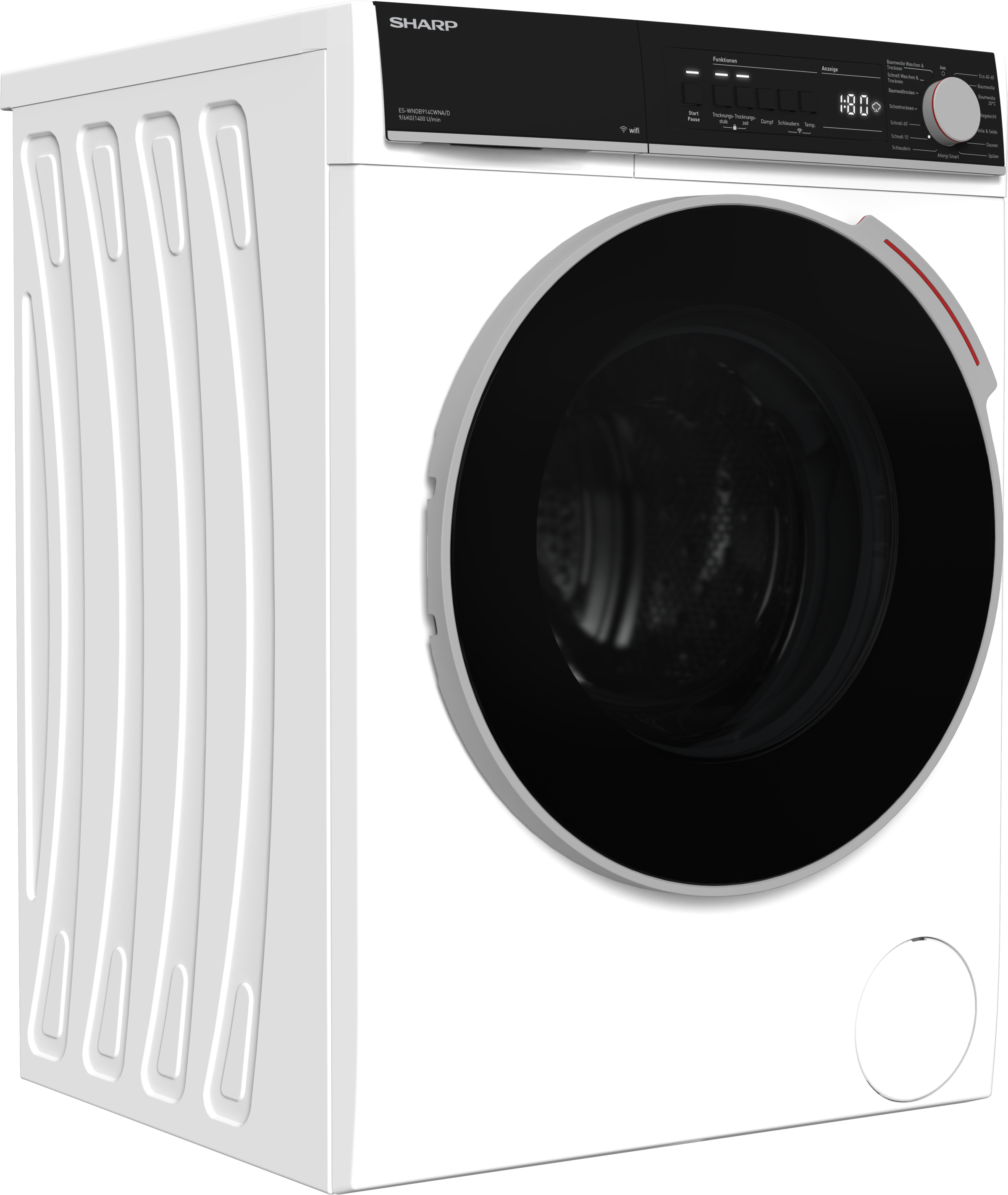 SHARP Waschtrockner »ES-WNDB914CWNA/D-DE« 9 kg /6 kg 74 dB(A) 9kg/6kg / +WIFI / EEK A/D / Dampf / Weiß weiß AquaStop - Schutz vor Wasserschäden