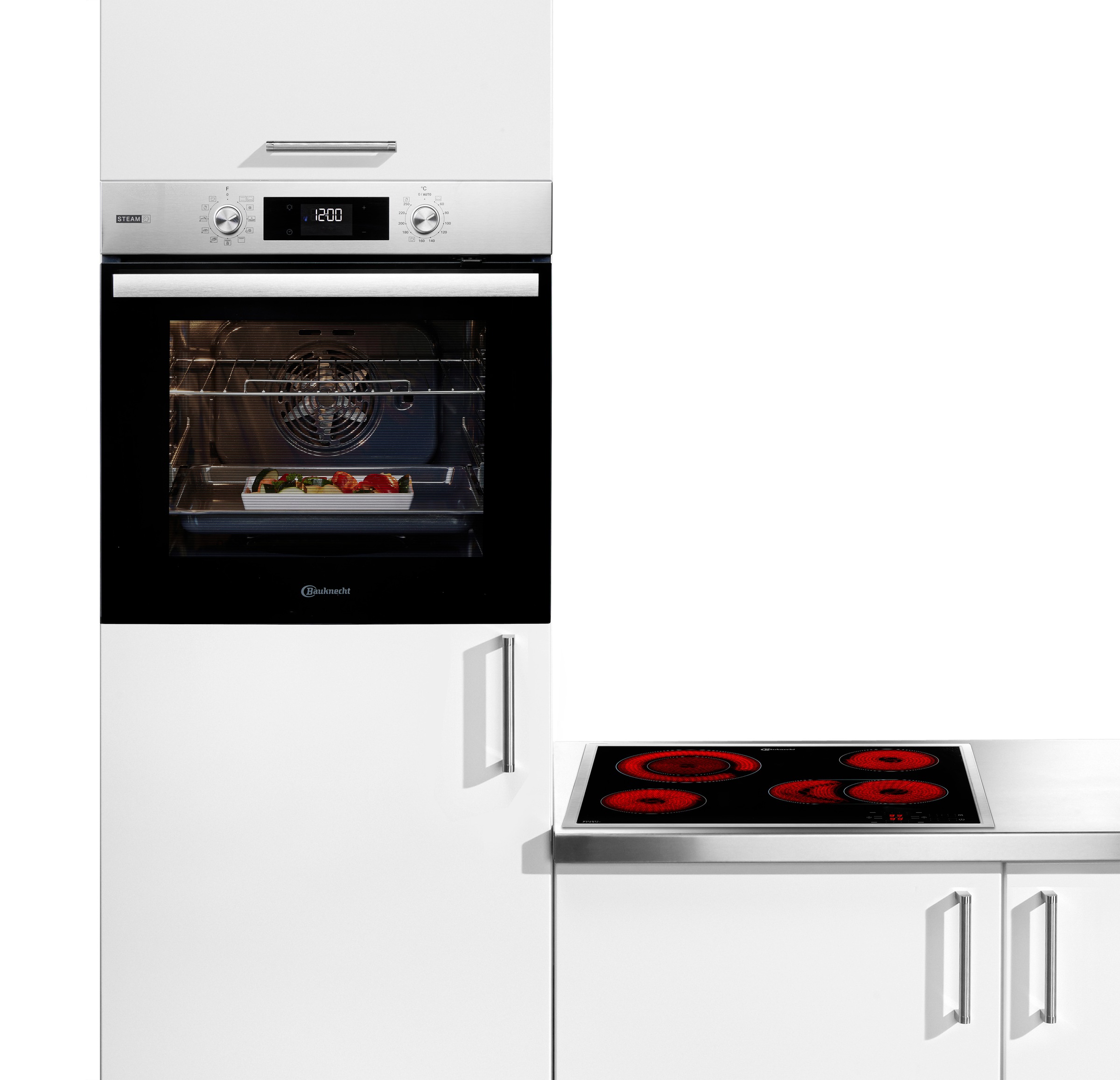 BAUKNECHT Backofen-Set »BAKO 760 Steam IN« mit 1-fach-Teleskopauszug Set, 2 Stk. tlg. GentleSteam - für ein saftiges Inneres und ein knuspriges Äußeres