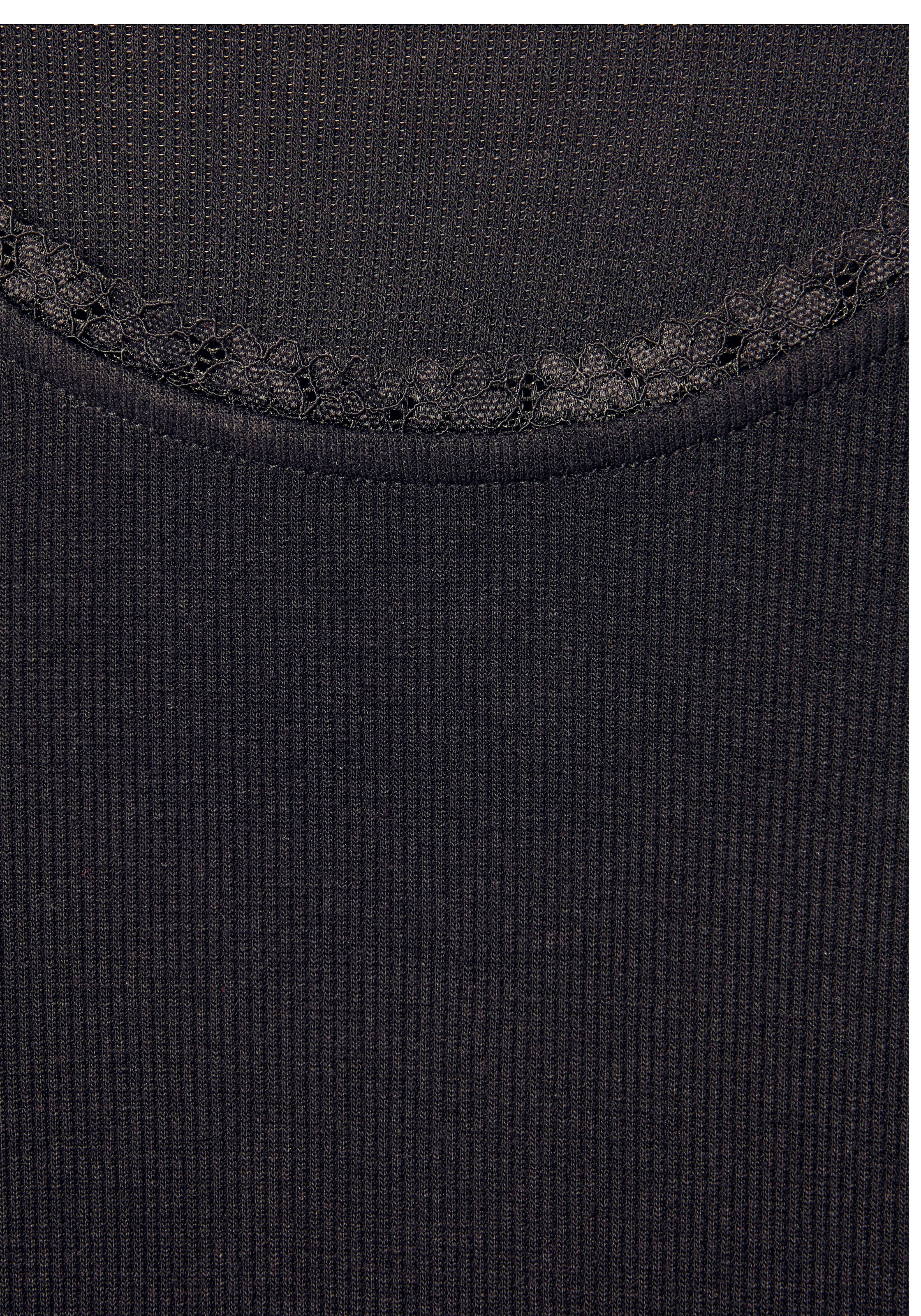 LASCANA Langarmshirt »mit zarter Spitze am Ausschnitt«, aus weicher Viskose-Ripp-Qualität