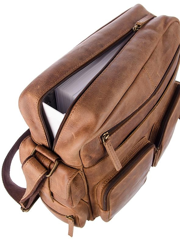 GreenLand Nature Messenger Bag »Montenegro«, aus echtem Leder mit praktischen Vortaschen