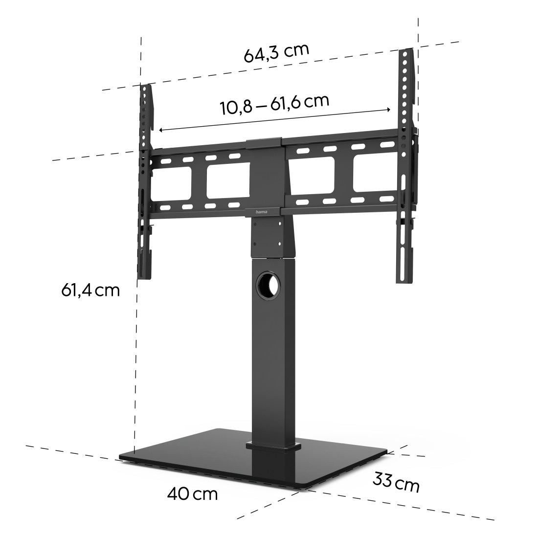 Hama TV-Standfuß »TV Standfuß, schwenkbar, höhenverstellbar, 165 cm, 65 Zoll, bis 40 kg«, bis 165 cm Zoll