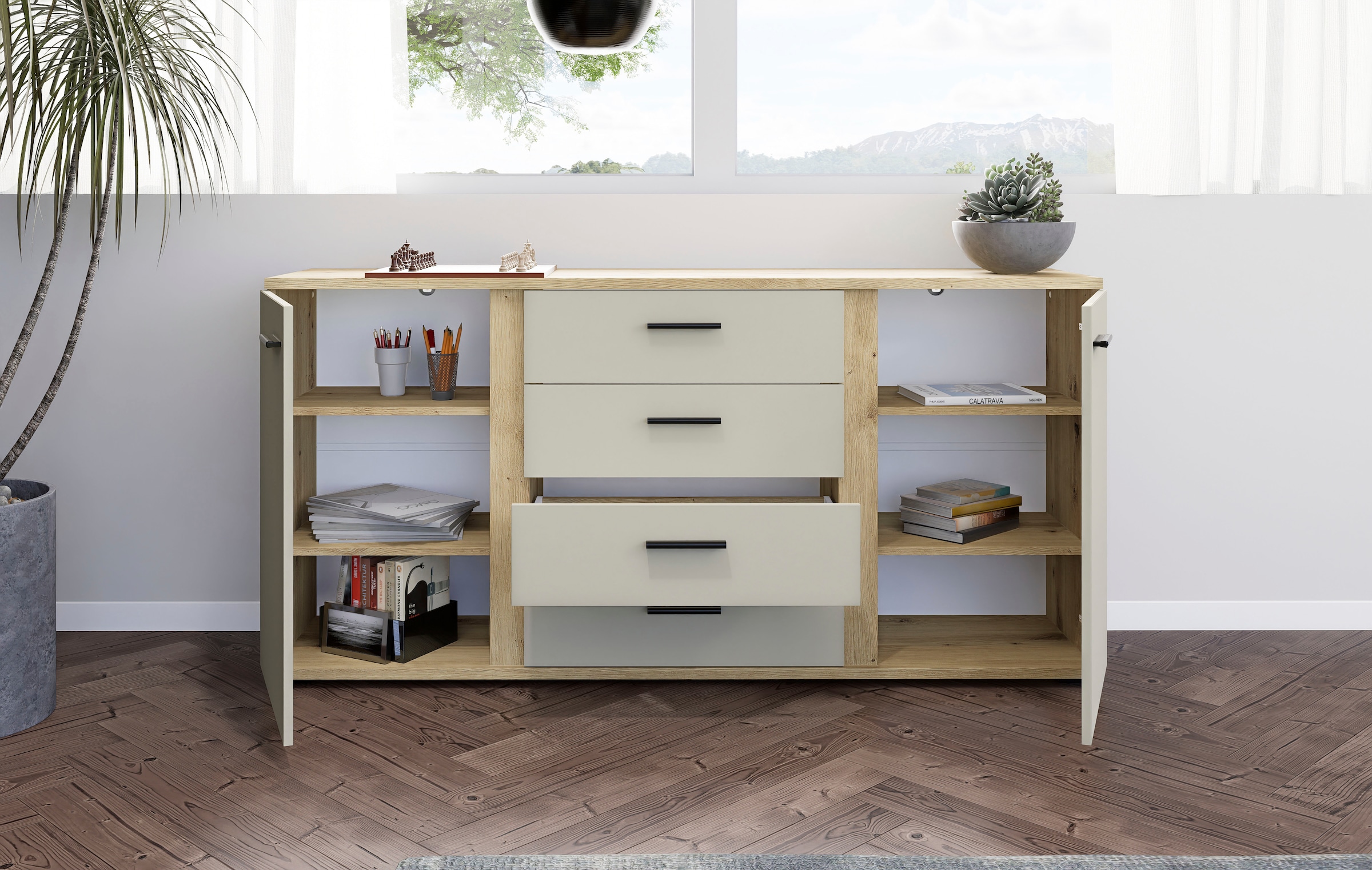 HBZ Sideboard »Kanada, BxHxT 170x84x40 cm«, (1 St.), Breite 170cm, Unterflurauszug, Melaminbeschichtung