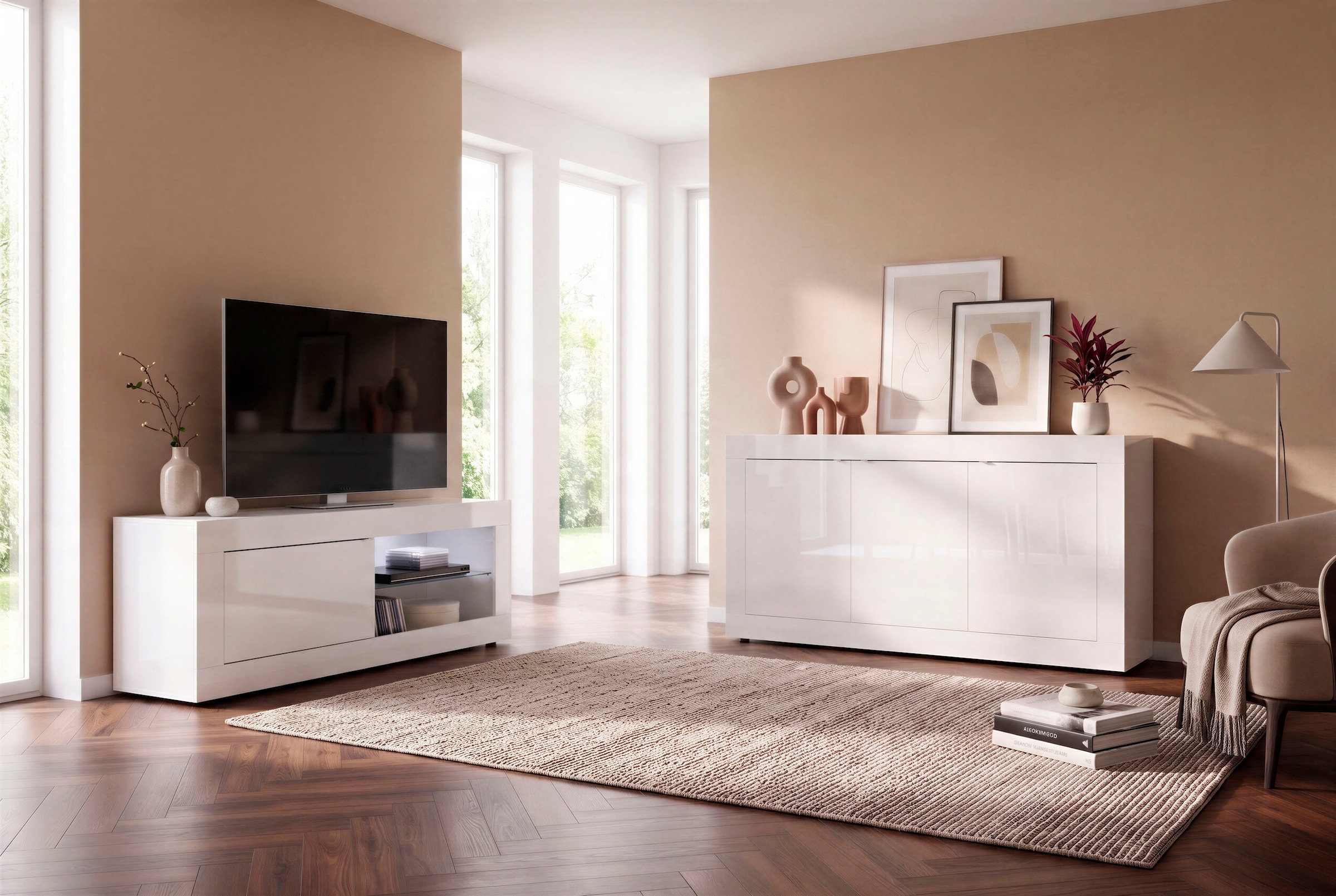 Home affaire Sideboard »Basic Breite 160 cm, Kommode 3 Türen, Anrichte,« Metallgriff, moderne Rahmenoptik, viel Stauraum, Farbauswahl