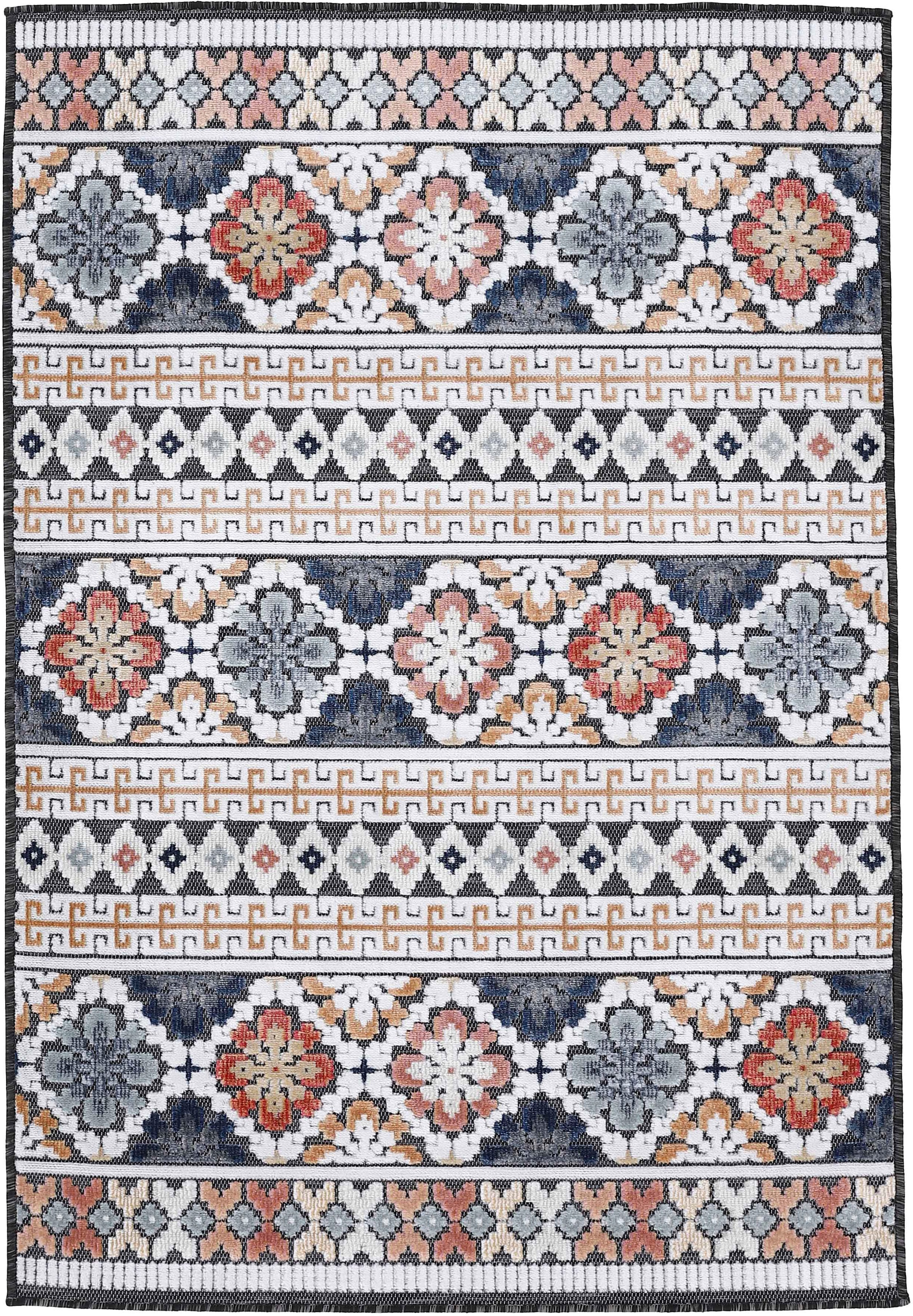 carpetfine Teppich »Deja 103«, rechteckig, bestellen Motiv- Flachgewebe, Palmenblätter, Effekt bequem Floral robustes Hoch-Tief schnell und