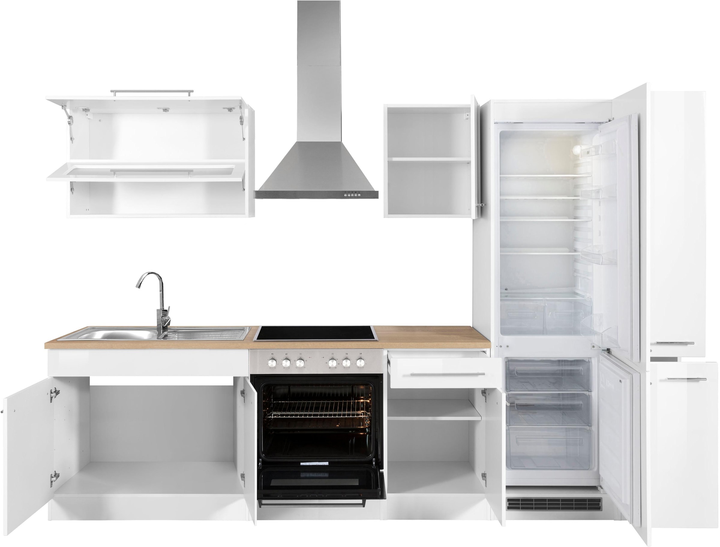KOCHSTATION Küchenzeile »KS-Eton«, mit E-Geräten, Breite 300 cm