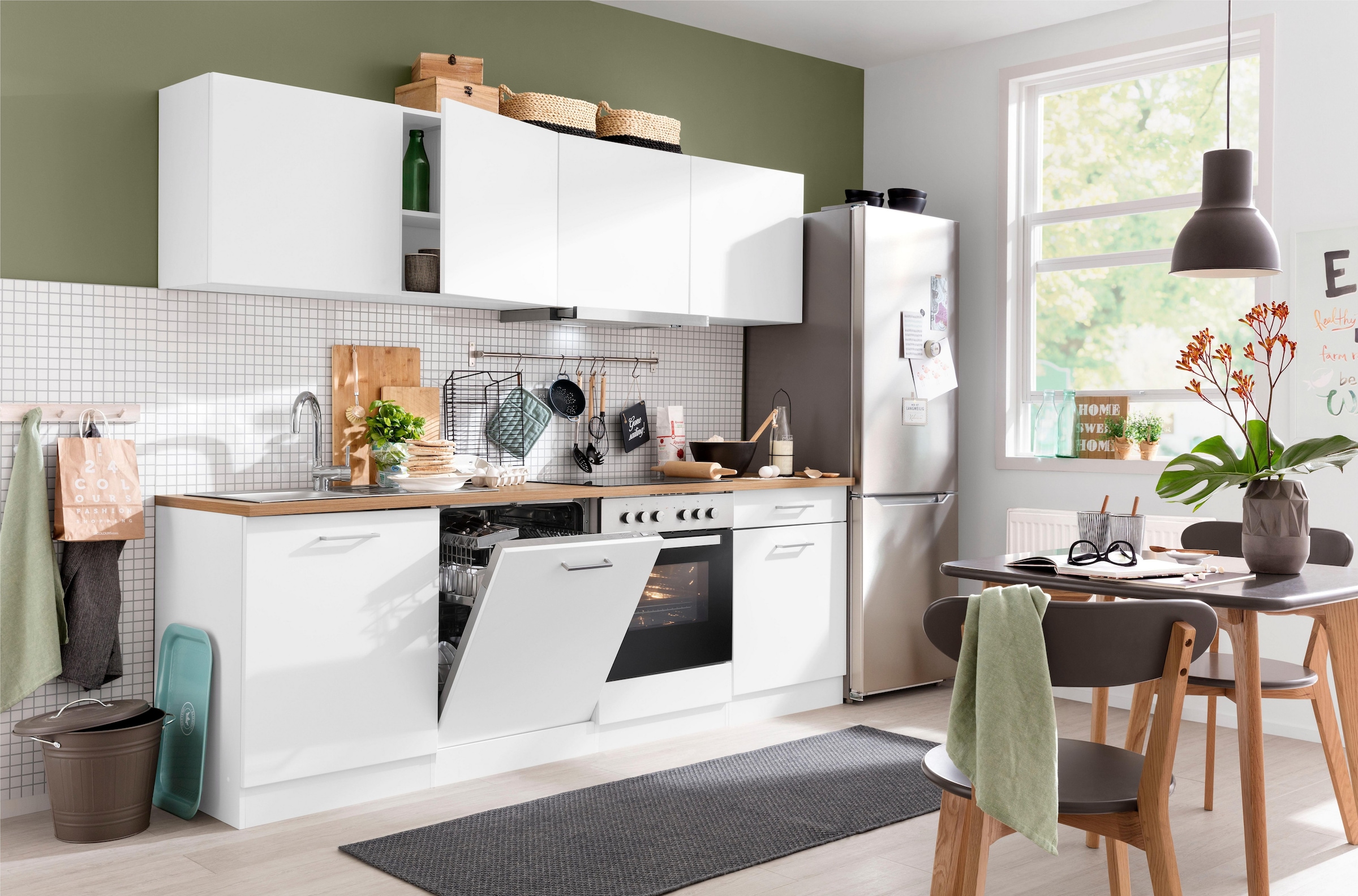 KOCHSTATION Küchenzeile »KS-Kehl«, mit E-Geräten, Breite 240 cm, inkl. Geschirrspülmaschine