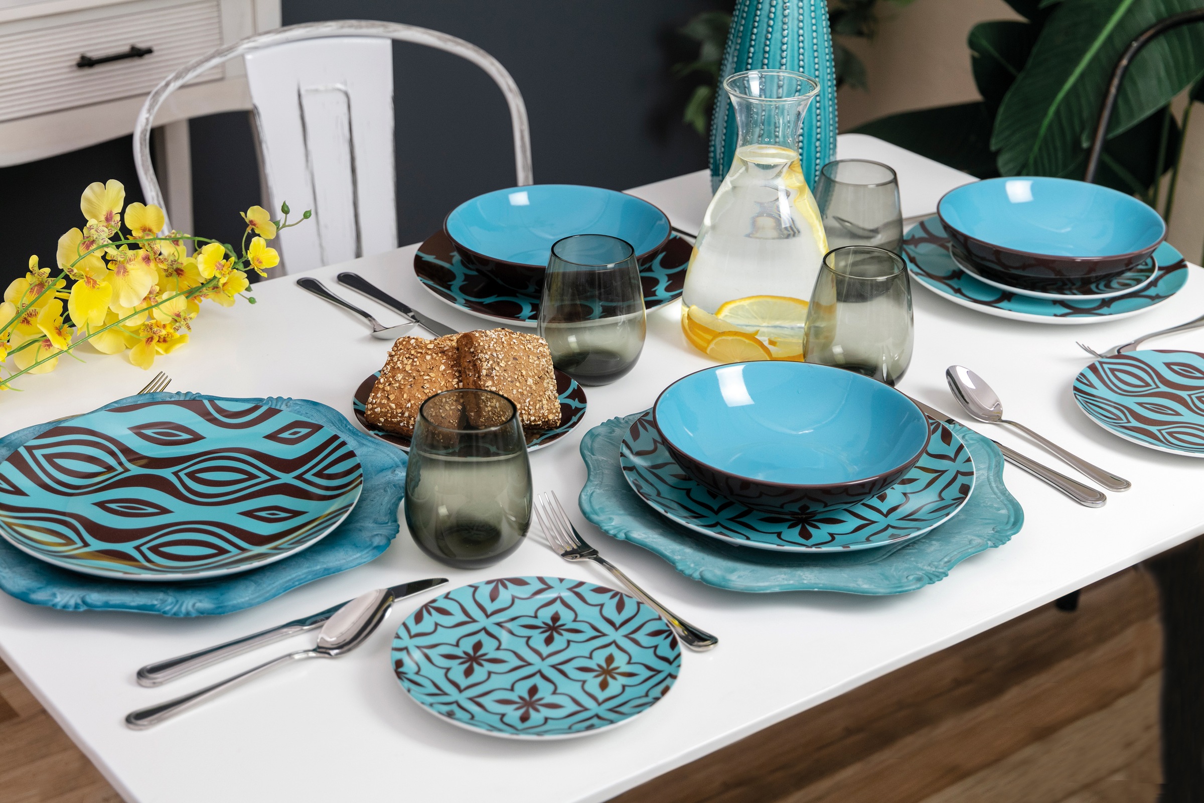 Villa d'Este Teller-Set »Geschirr-Set Glamour«, (Set, 18 tlg.), Service, Tafelservice, 18 Teile, für 6 Personen