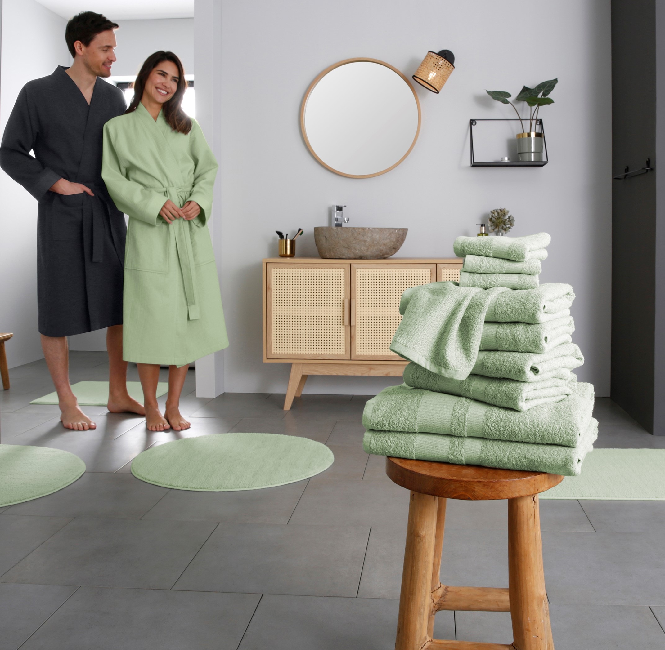 my home Handtuch Set »Vanessa, 10-tlg Handtuch-Set, Duschtücher, Handtücher und Gästetücher«, Set, 10 tlg., Walkfrottee, 100% Baumwolle, einfarbig, weich, saugstark, mit Bordüre