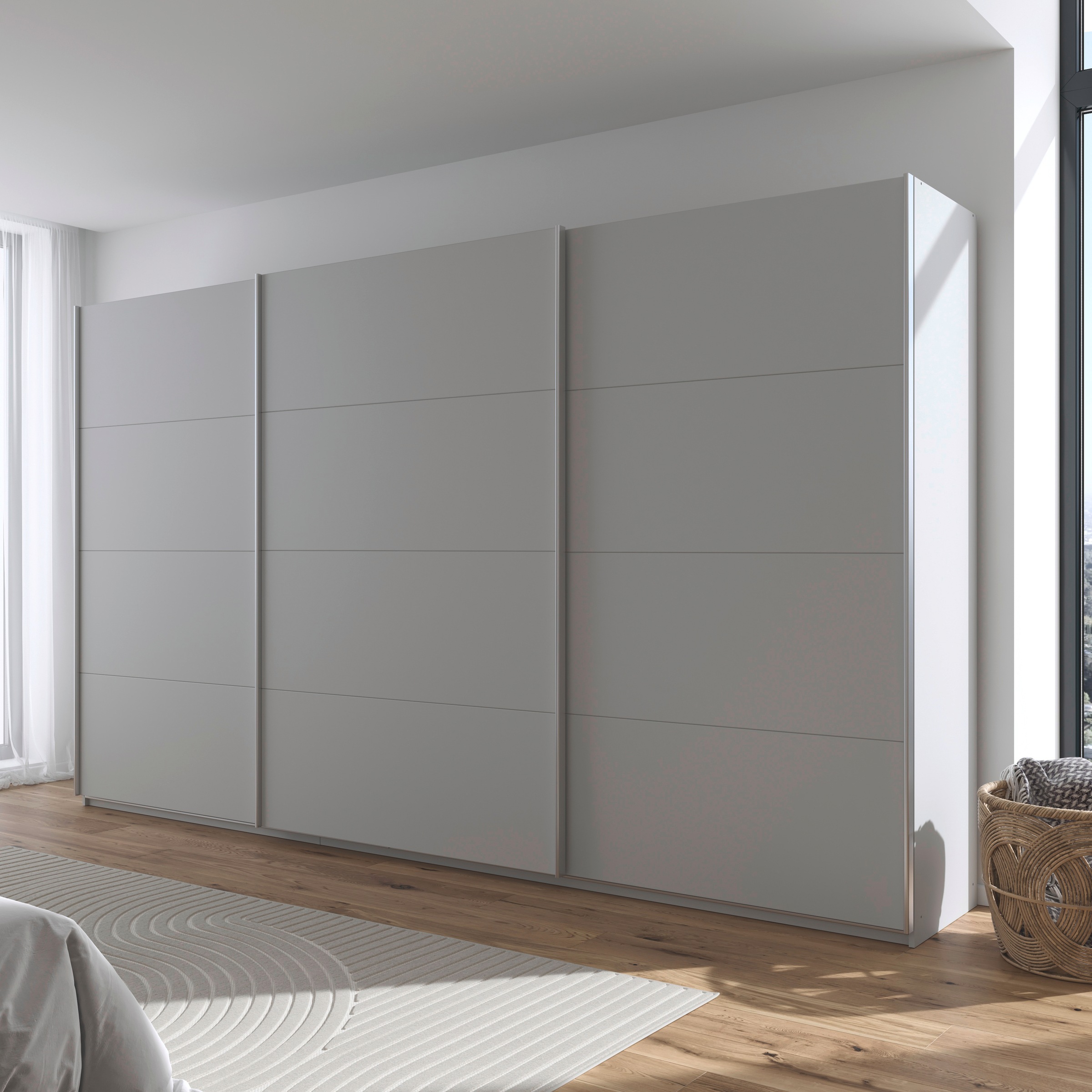 rauch Schwebetürenschrank »Kleiderschrank Schrank Garderobe AGORDO mit Dekor- oder Hochglanzfront«, (in zwei Griff-Farben), durchdachte Innenausstattung, in 4 Breiten und 2 Höhen MADE IN GERMANY