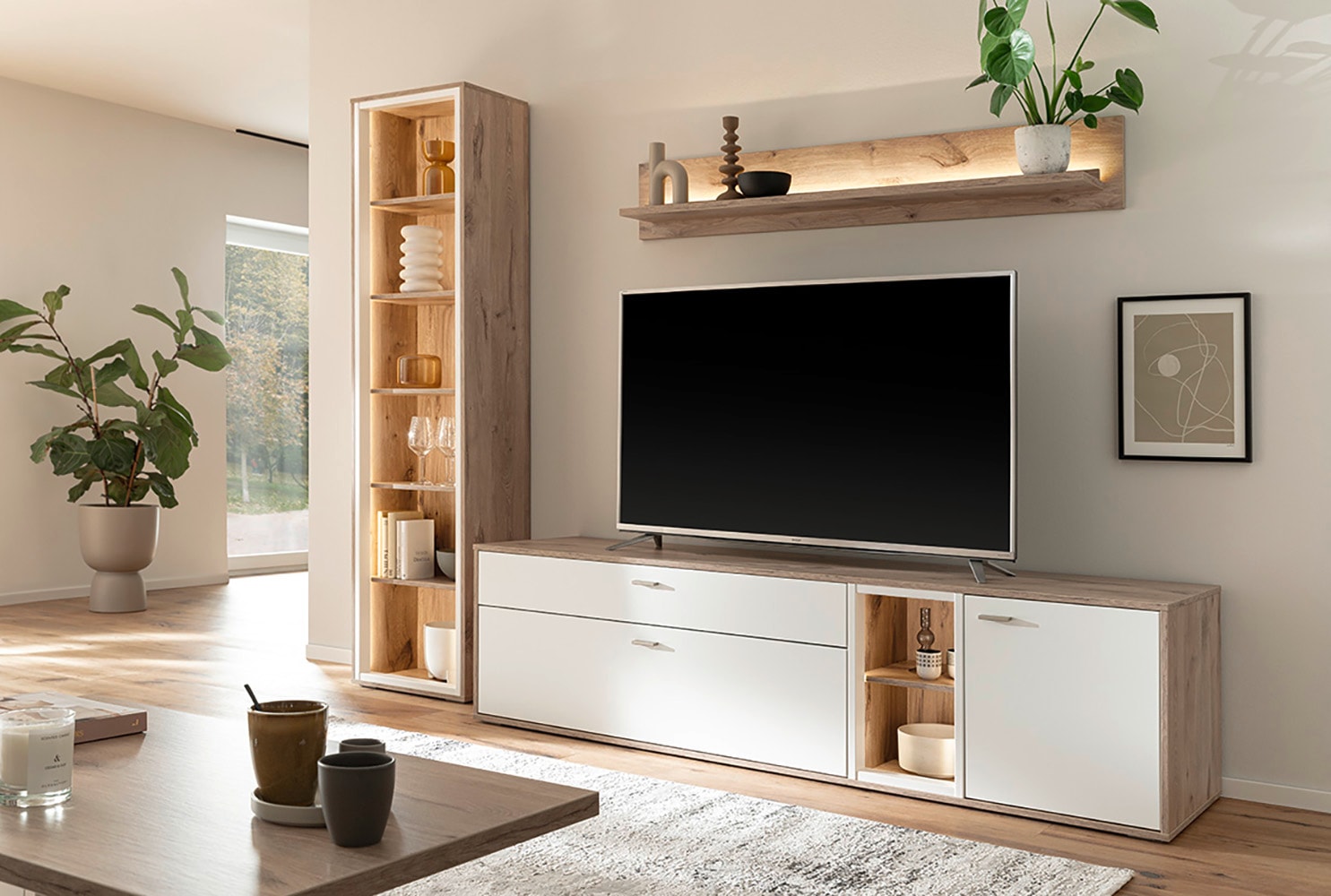 MCA furniture Wohnwand »SANTERNO«, (Komplett-Set, 3 St., 3-teilg), Wohnzimmer Set (3-tlg.), Türen & Schubkästen gedämpft, Breite 264 cm
