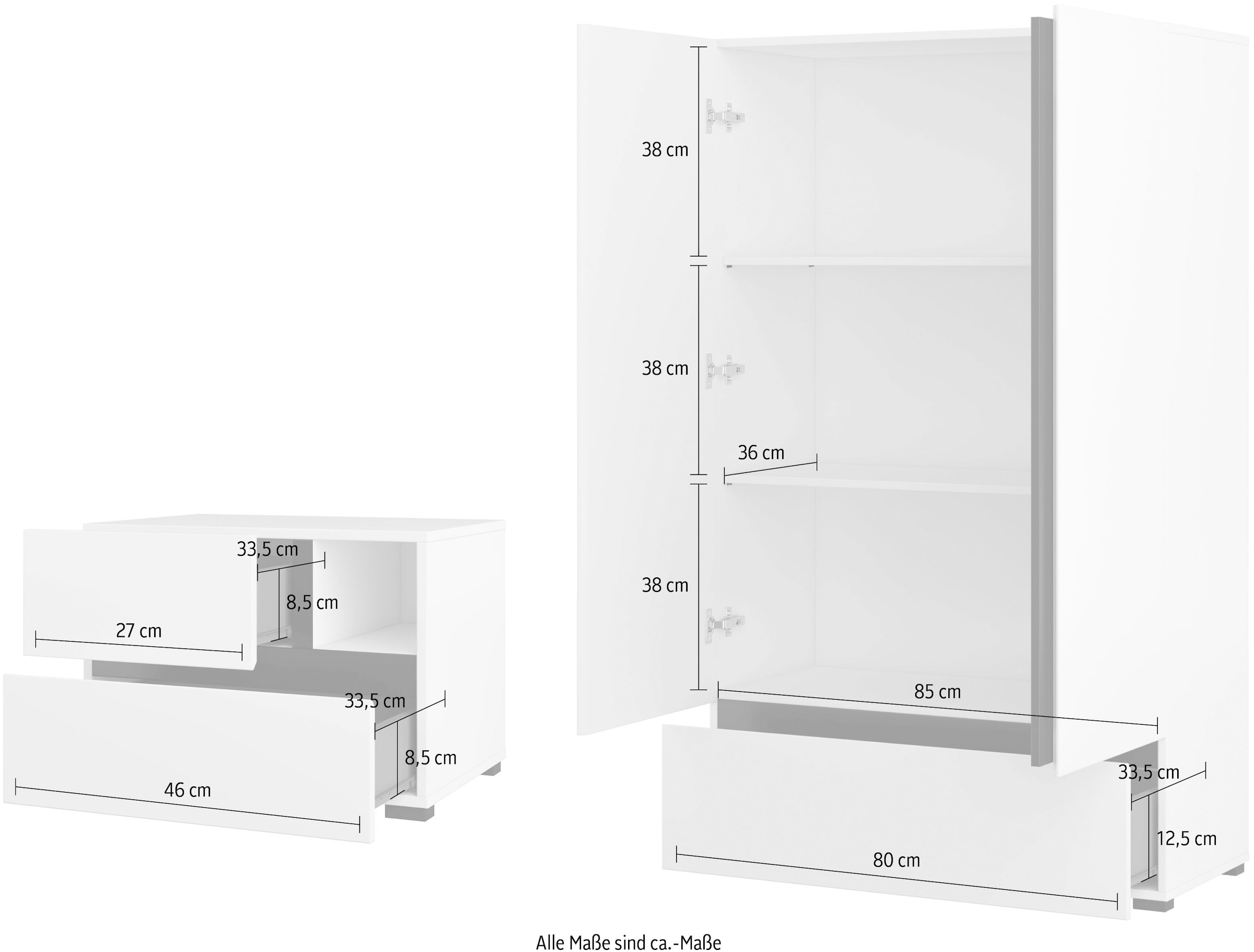 INOSIGN Schlafzimmer-Set »Cross, moderne, grifflose Optik, FSC-zertifiziert«, (4 tlg., Bett 180x200cm, 2 Nachtkommoden, Schrank 2-oder 4-türig), Komplettschlafzimmer-Set