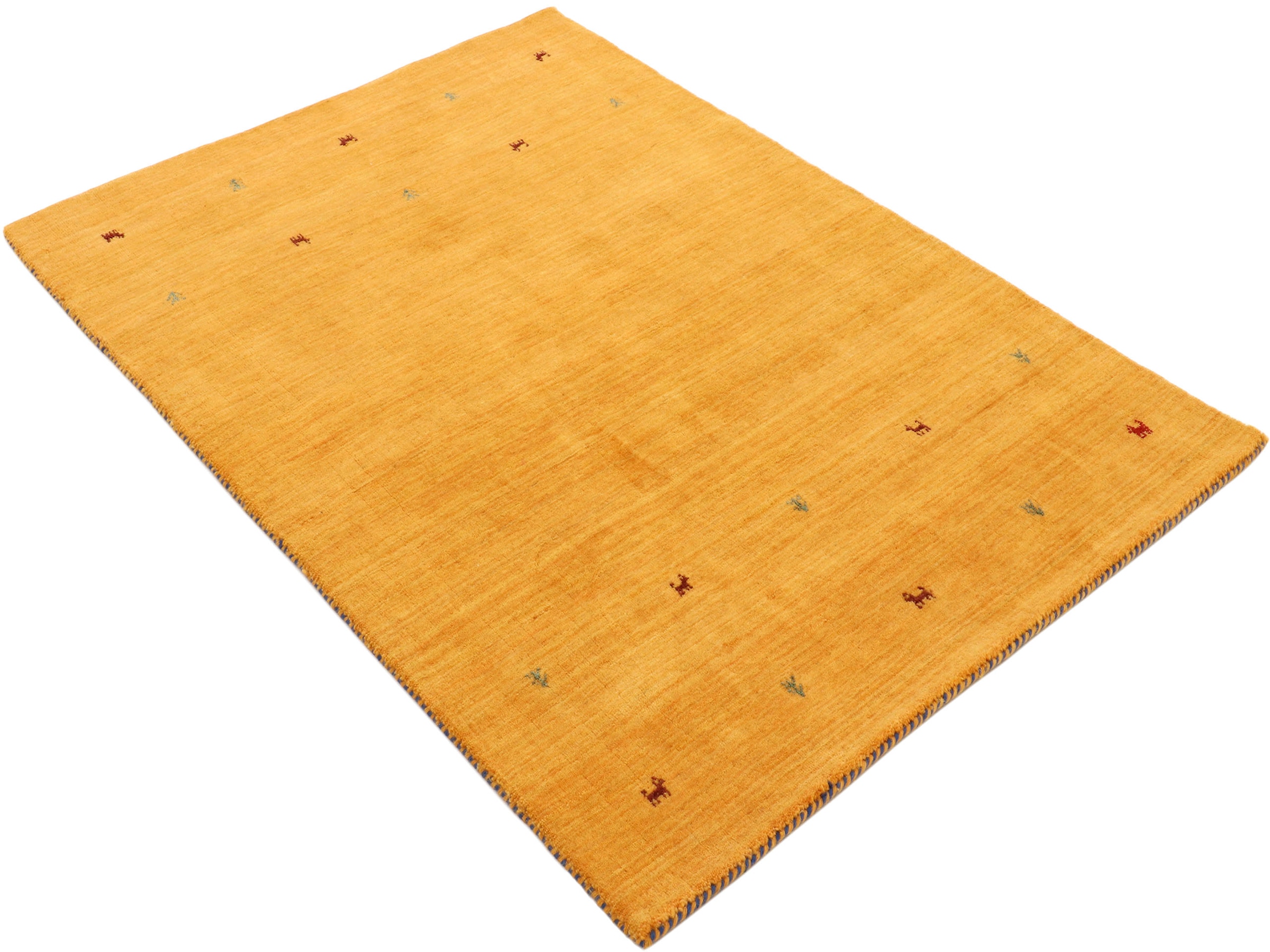 carpetfine Wollteppich »Gabbeh Uni, auch als Läufer erhältlich«, rechteckig, 15 mm Höhe, reine Wolle, handgewebt, Gabbeh Loom Tiermotiv, große Farbauswahl