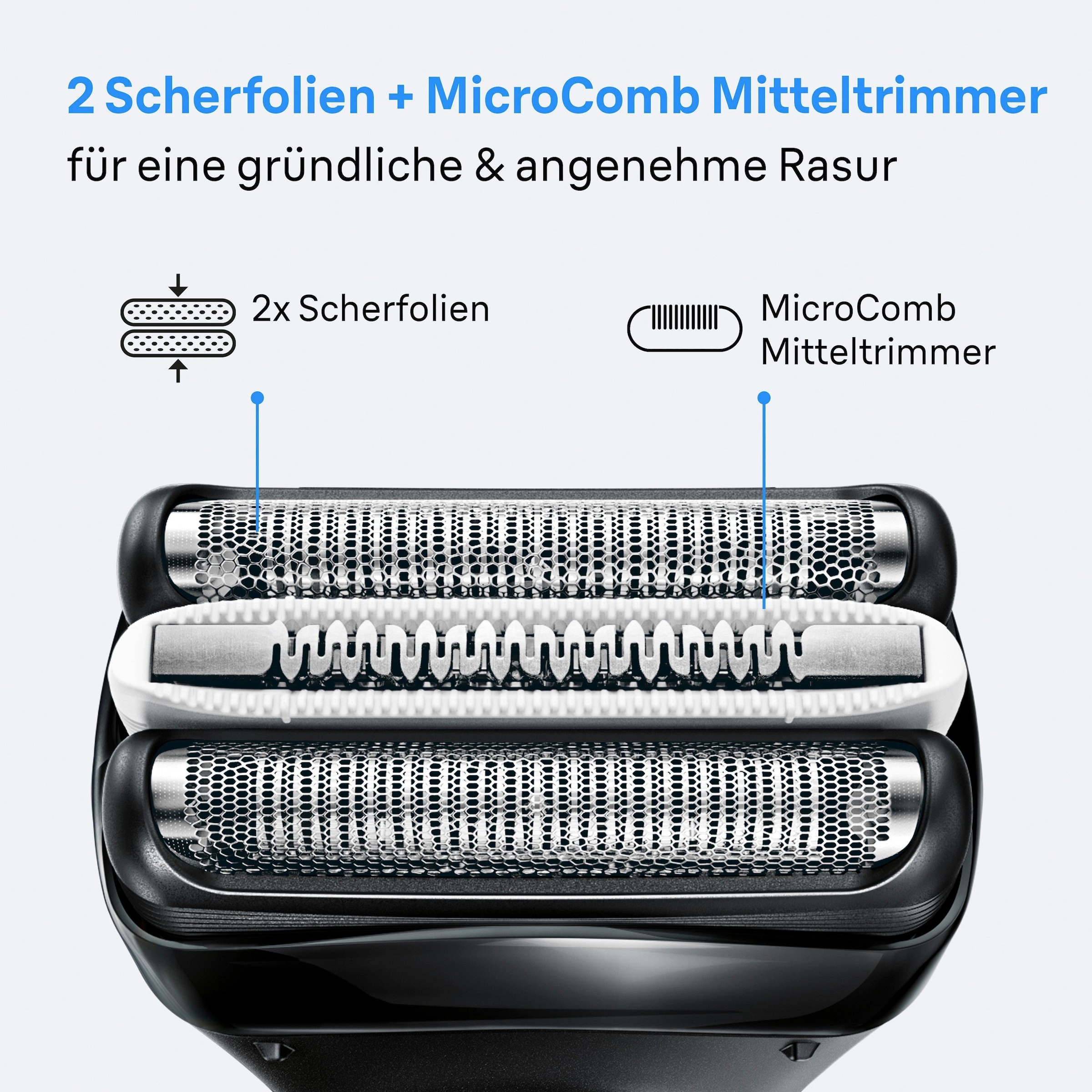 Braun Elektrorasierer »Series 3+ 3010BT« 6 Stk. Aufsätze 3 flexible Klingen, effizienter MicroComb Mitteltrimmer
