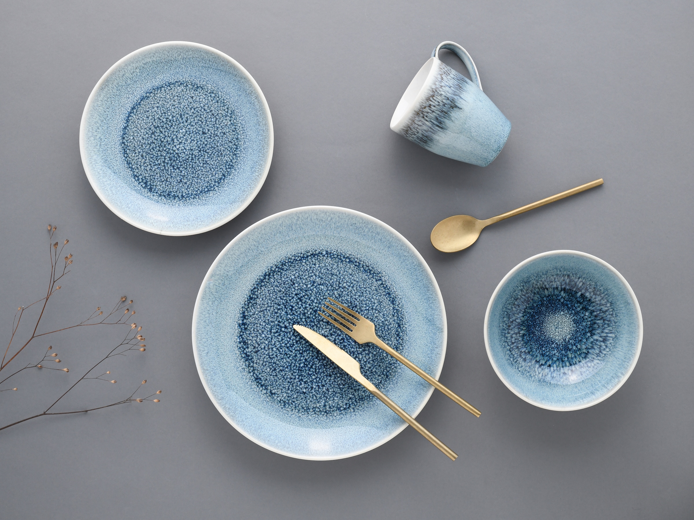 CreaTable Kombiservice »Caldera«, (Set, 8 tlg.), irisierende Glasur