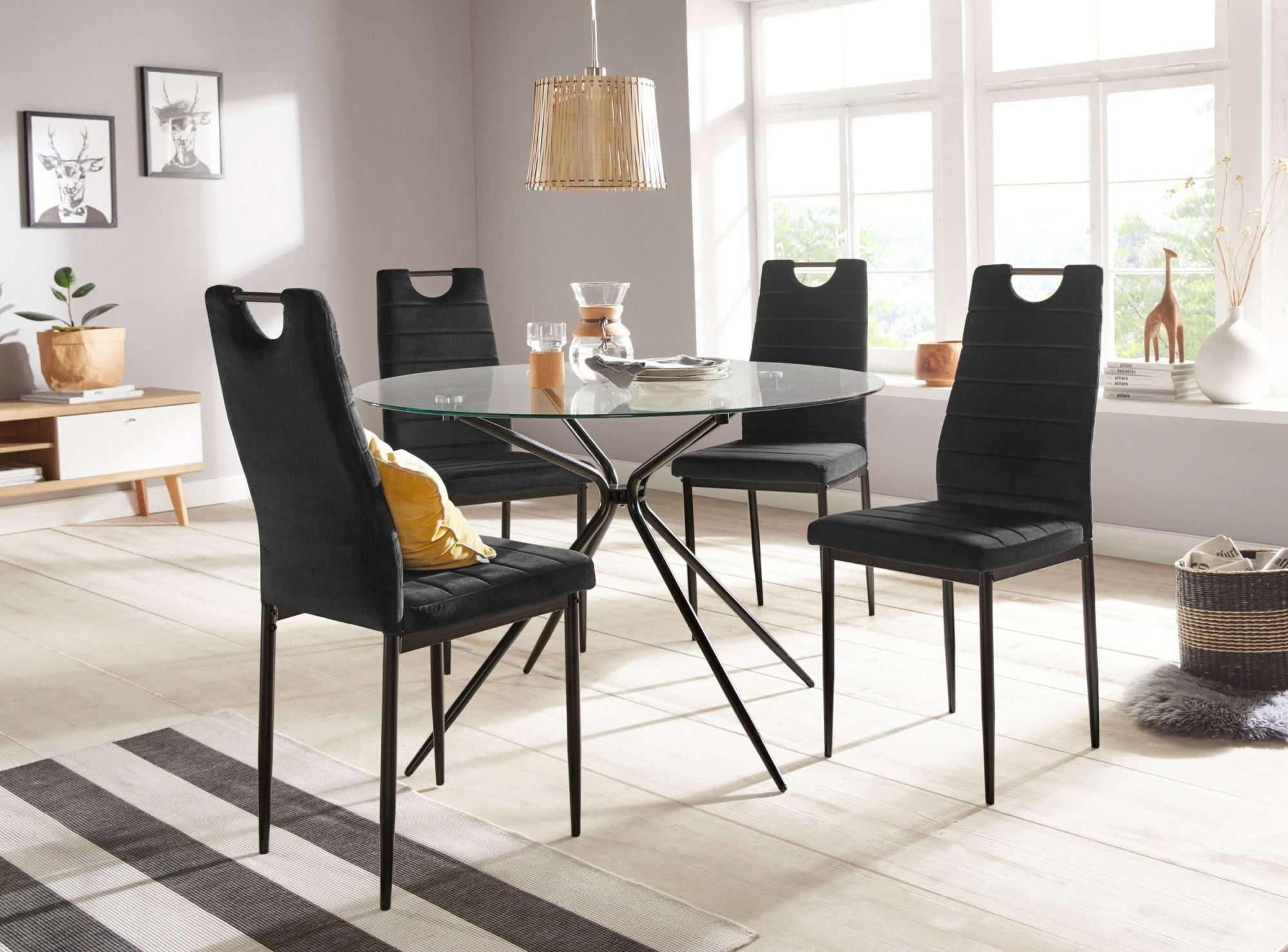 INOSIGN Essgruppe »Silvi-Mandy« Set, Set 110 cm, 5 Stk. tlg. Glastisch 110x günstig online kaufen