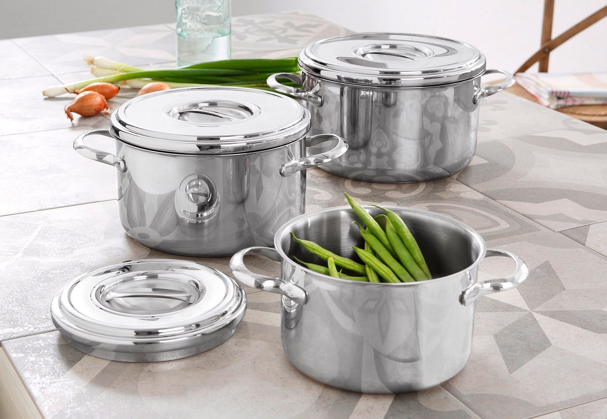 SCHULTE-UFER Topf-Set »Romana« Edelstahl 18/10 Set, 1x Fleischtopf Ø 16 cm, günstig online kaufen