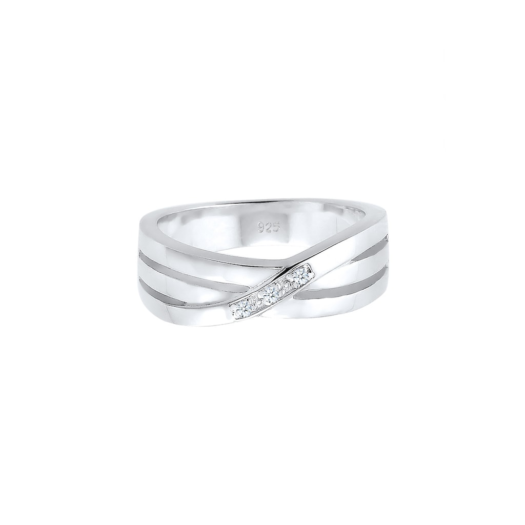 Elli DIAMONDS Verlobungsring »Cross Over Verlobung Diamant 0.015 ct. 925 Silber«