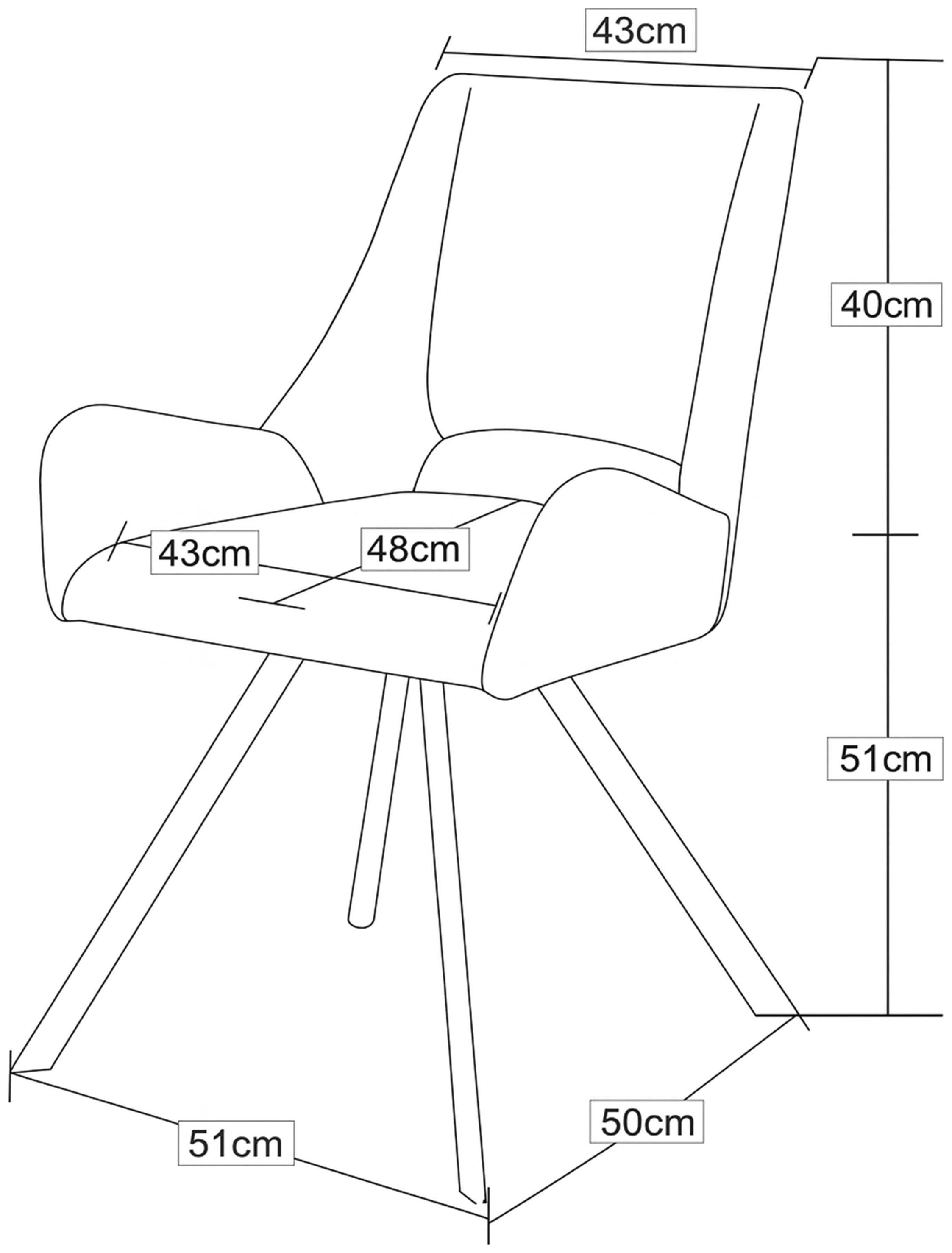 Home affaire Esszimmerstuhl »AIRDRIE, 2er Set, mit Metallgestell in matt schwarz« (Set) 2 Stk.in verschiedenen Farben, Belsatbarkeit pro Stuhl 120 kg