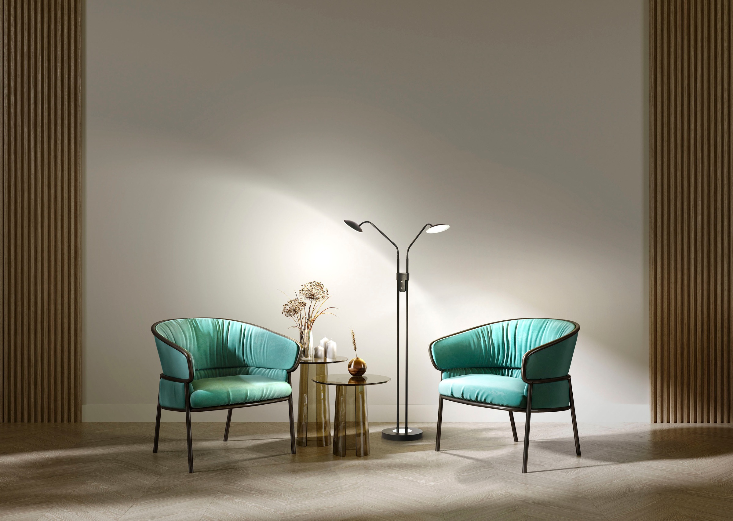 FISCHER & HONSEL Stehlampe »Tallri«, 2 flammig, Leuchtmittel LED-Modul | LED fest integriert, langlebige LED, dimmbar