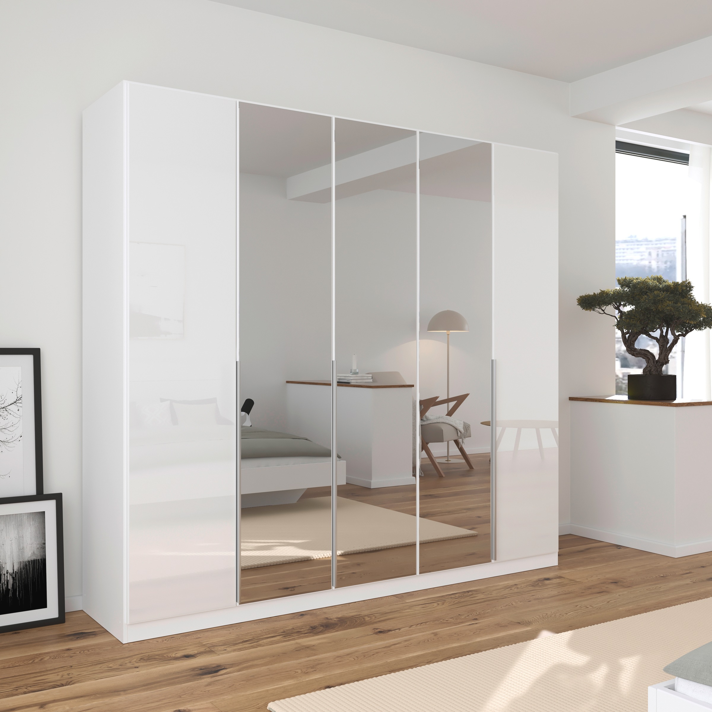 rauch Drehtürenschrank »Kleiderschrank Kleiderschränke Schrank Garderobe AGORDO mit Glasfront«, (in zwei Griff-Farben), durchdachte Innenausstattung, in 6 Breiten und 2 Höhen MADE IN GERMANY