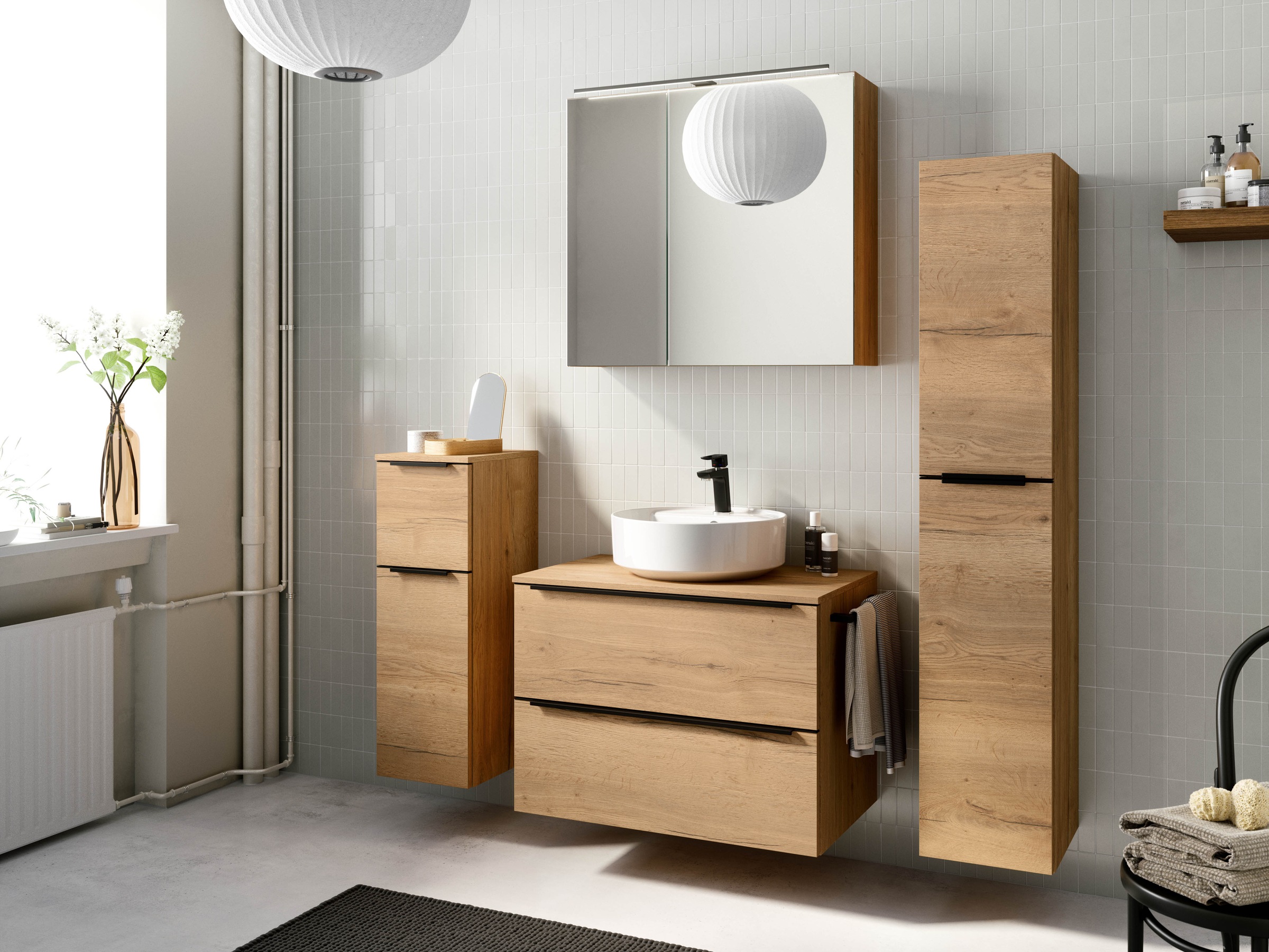 nobilia® Badmöbel-Set »Alvene«, (1 St., vormontiert, mit Soft-Close), in vier Breiten