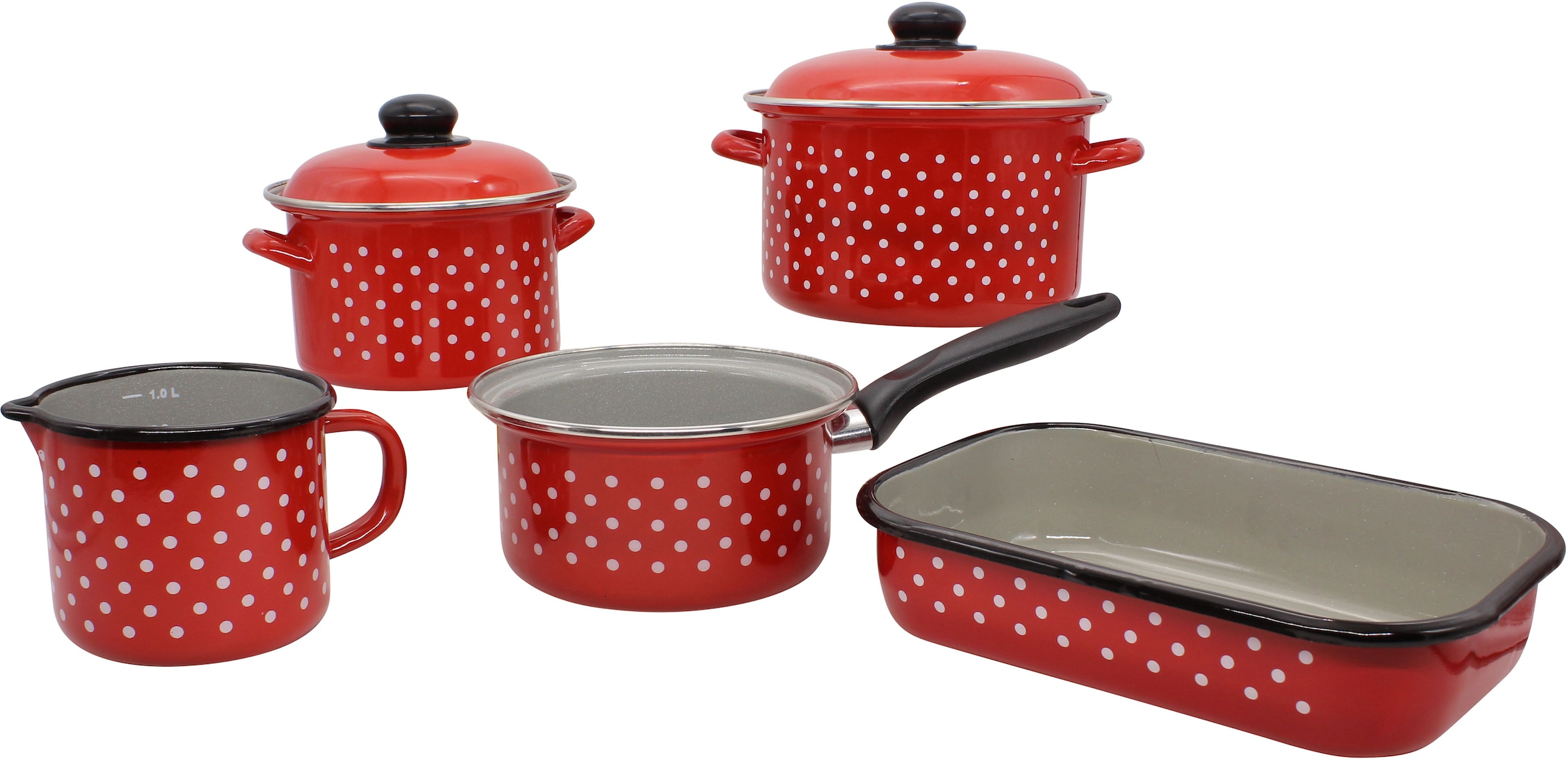 Topf-Set »Italia«, emailliertes Stahlblech, (Set, 7 tlg., je 1 Fleischtopf Ø 16/20 cm,...