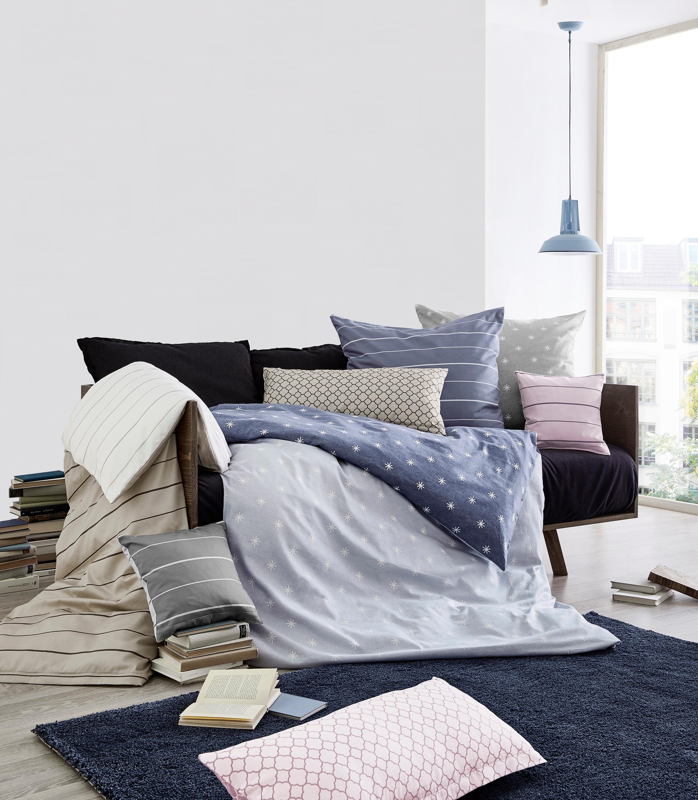 Biberna Wendebettbezug »Mix & Match in Größe 135x200 oder 155x220 cm« Bettbezug aus Baumwolle, gemusterte Bettwäsche mit Wendeoptik
