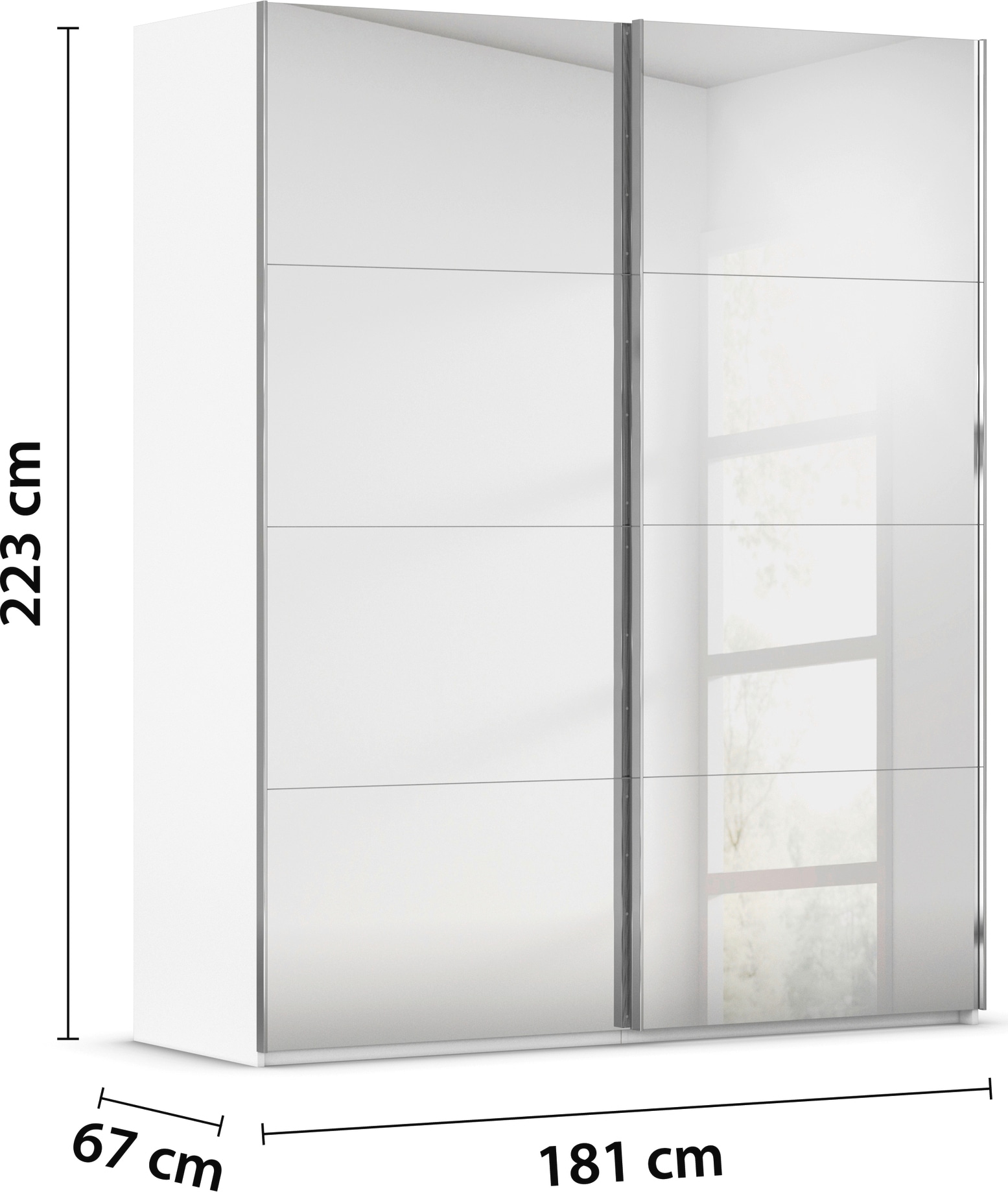 rauch Schwebetürenschrank »Kleiderschrank Schrank Garderobe Schlafzimmerschrank SCALE-FYRA«, edle viergeteilte Türen, Spiegelfront und viele Farben MADE IN GERMANY