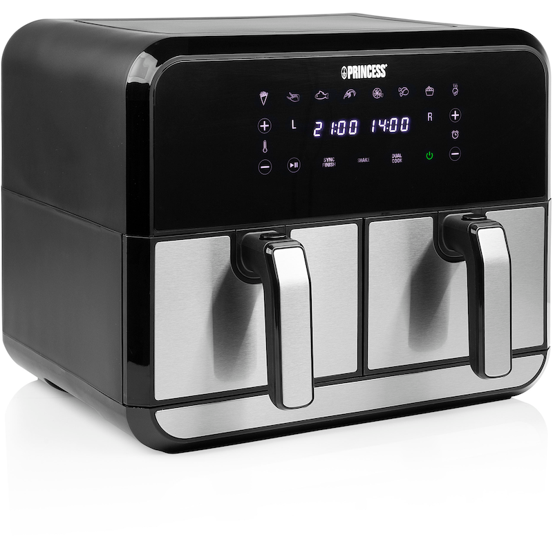 PRINCESS Heißluftfritteuse »Doppel-Heißluftfritteuse 182074« 2400 W Temperaturbereich 80-200 °C, Braten ohne Öl, Schnelle Luftumwälzung...