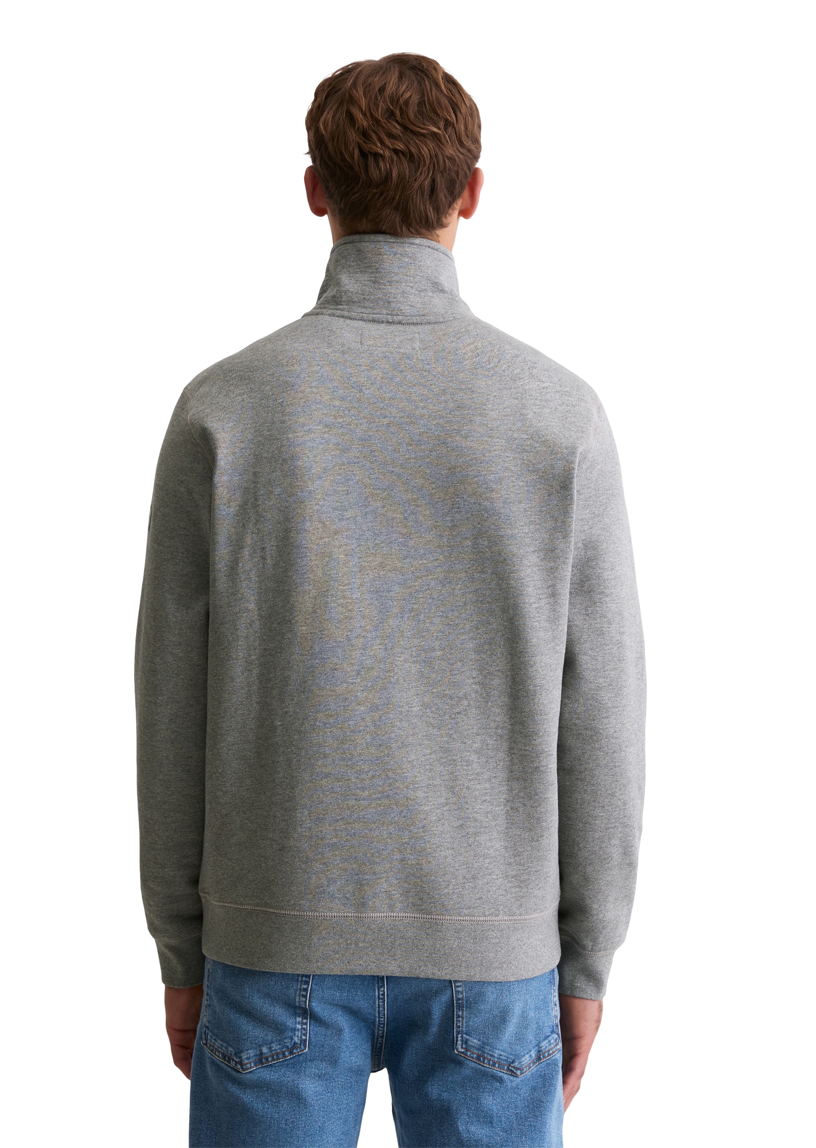 Marc O'Polo Sweatshirt »regular fit aus weicher Bio-Baumwolle«, Troyerkragen mit Reißverschluss
