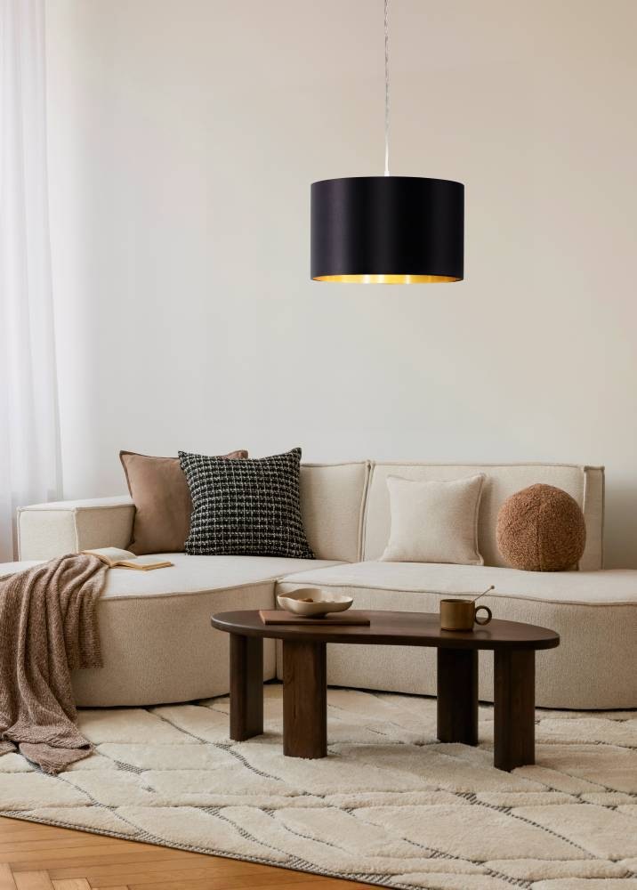 EGLO Hängeleuchte »MASERLO Hängelampe, schwarz, gold, silber, Stoff, elegan günstig online kaufen