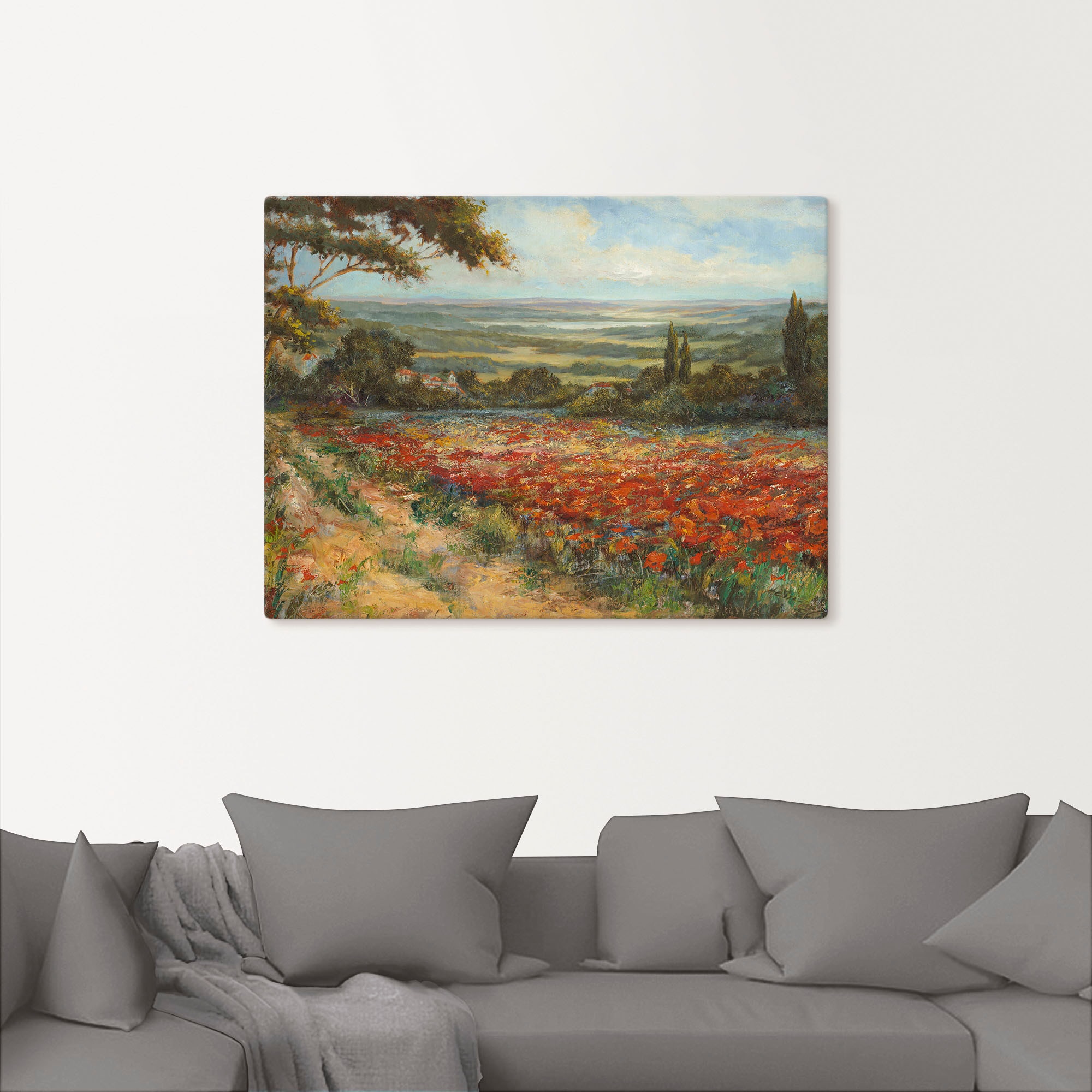 Artland Wandbild "Weg am Mohnfeld", Wiesen & Bäume, (1 St.), als Leinwandbi günstig online kaufen