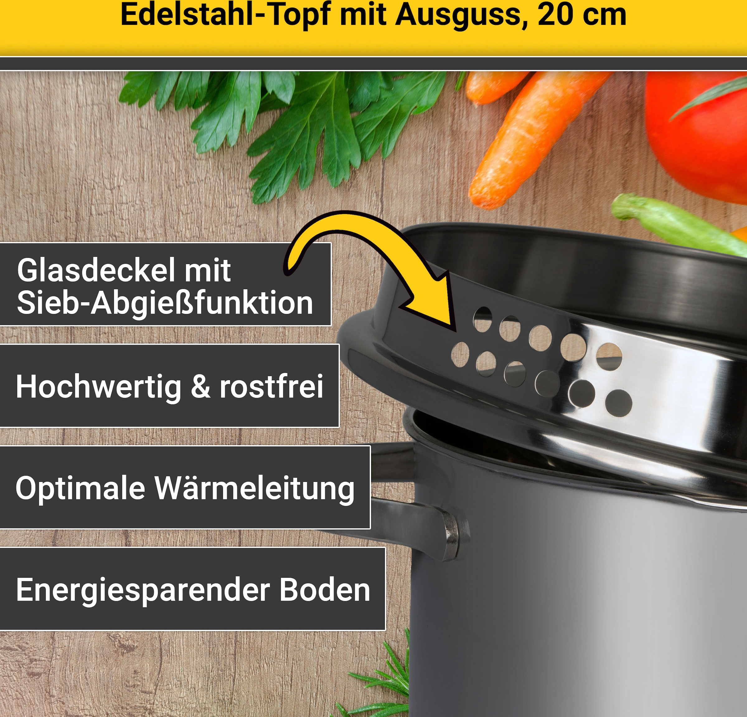 Krüger Kochtopf, Edelstahl 18/8, (1 tlg.) auf Rechnung kaufen | Gemüsetöpfe