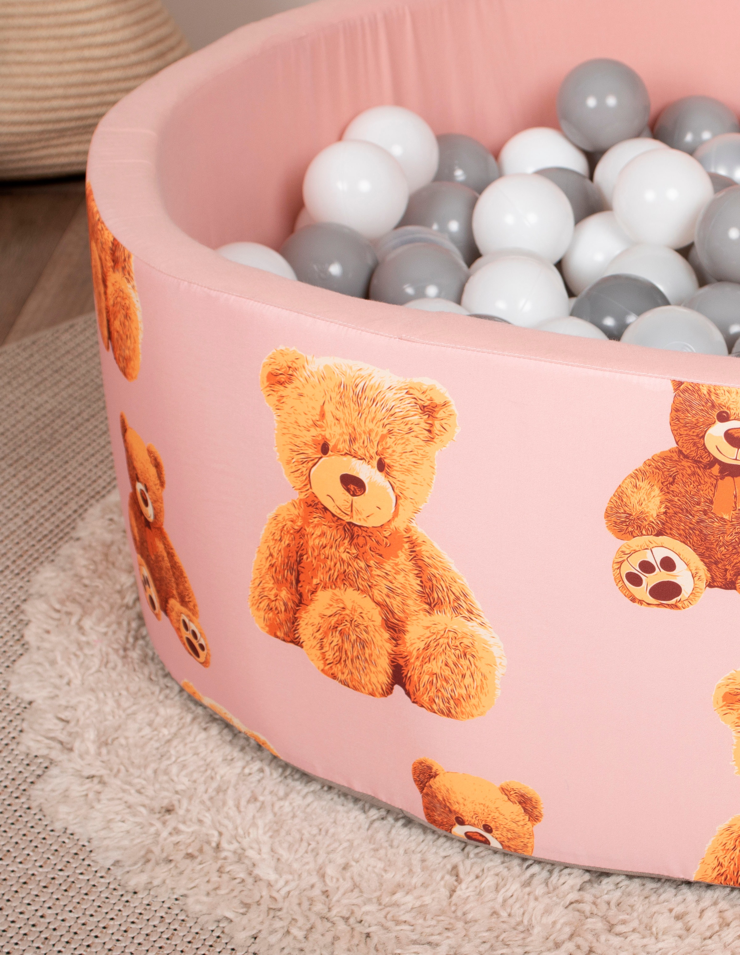 Knorrtoys® Bällebad »Soft, Teddy pink«, mit 150 Bällen grey/white/transparent; Made in Eurpe