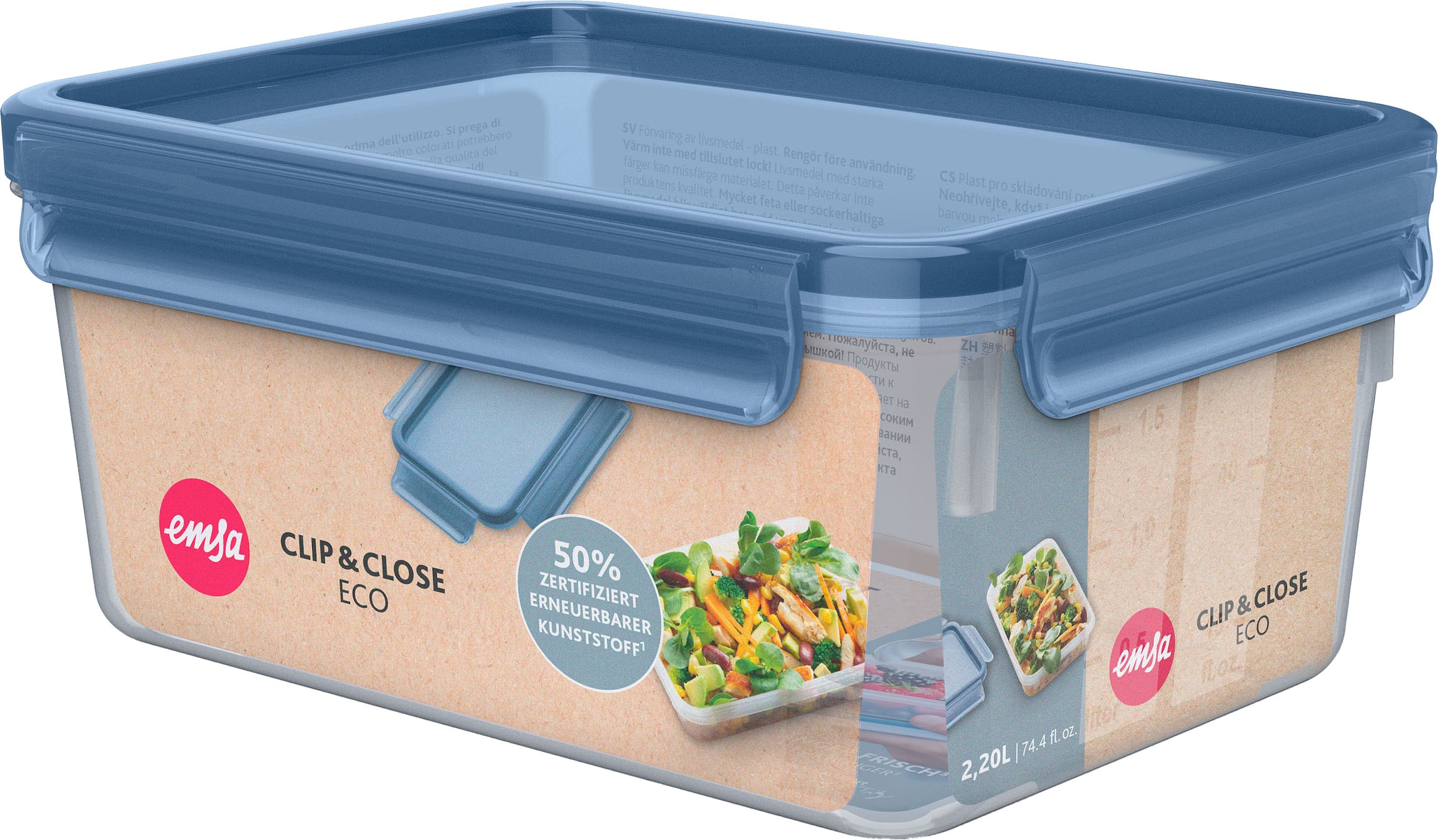 Emsa Frischhaltedose »Clip & Close Eco«, (1 tlg.), 100% dicht, mikrowellen-/spülmaschinen-/gefriergeeignet