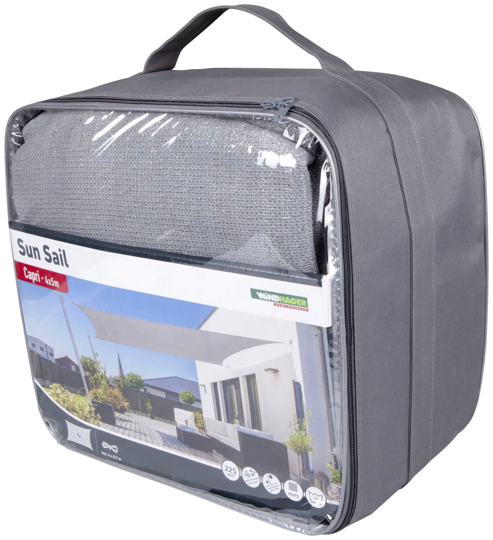 Windhager Sonnensegel »Capri Rechteck«, 4x5m, grau