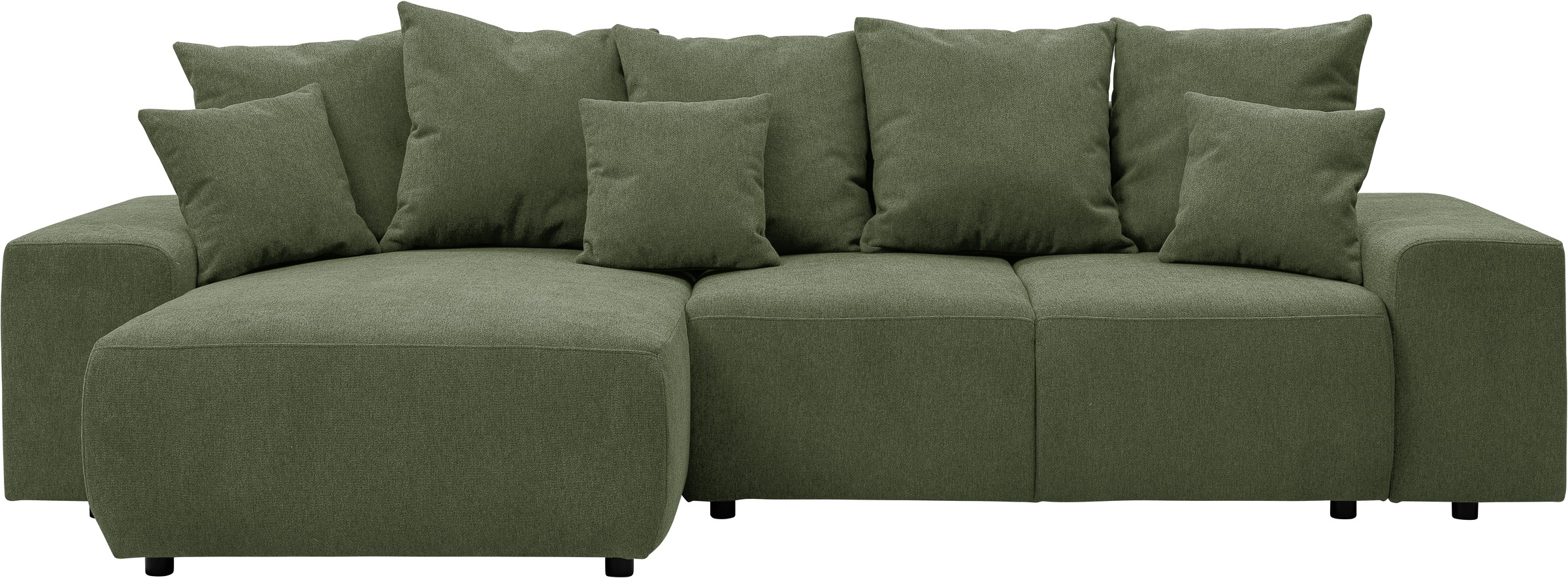 WERK2 Ecksofa »Riwa, modernes Sofa zum Kuscheln und Entspannen, Breite 300cm, L-Form«, Trendiges Ecksofa mit vielen Kissen, Schlaffunktion & Bettkasten
