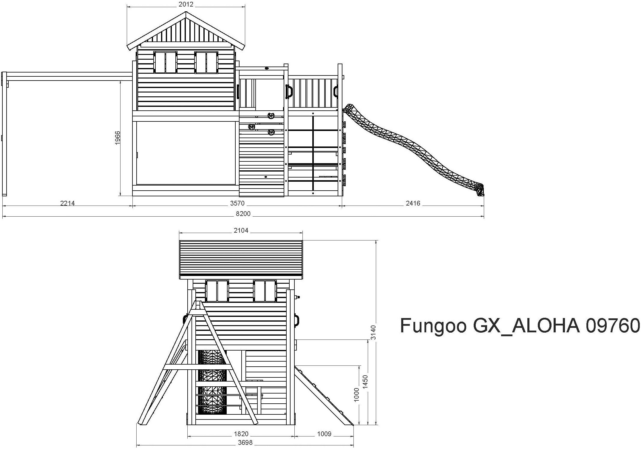 FUNGOO Spielturm »ALOHA« mit Spielhaus und Terrasse, Doppelschaukel