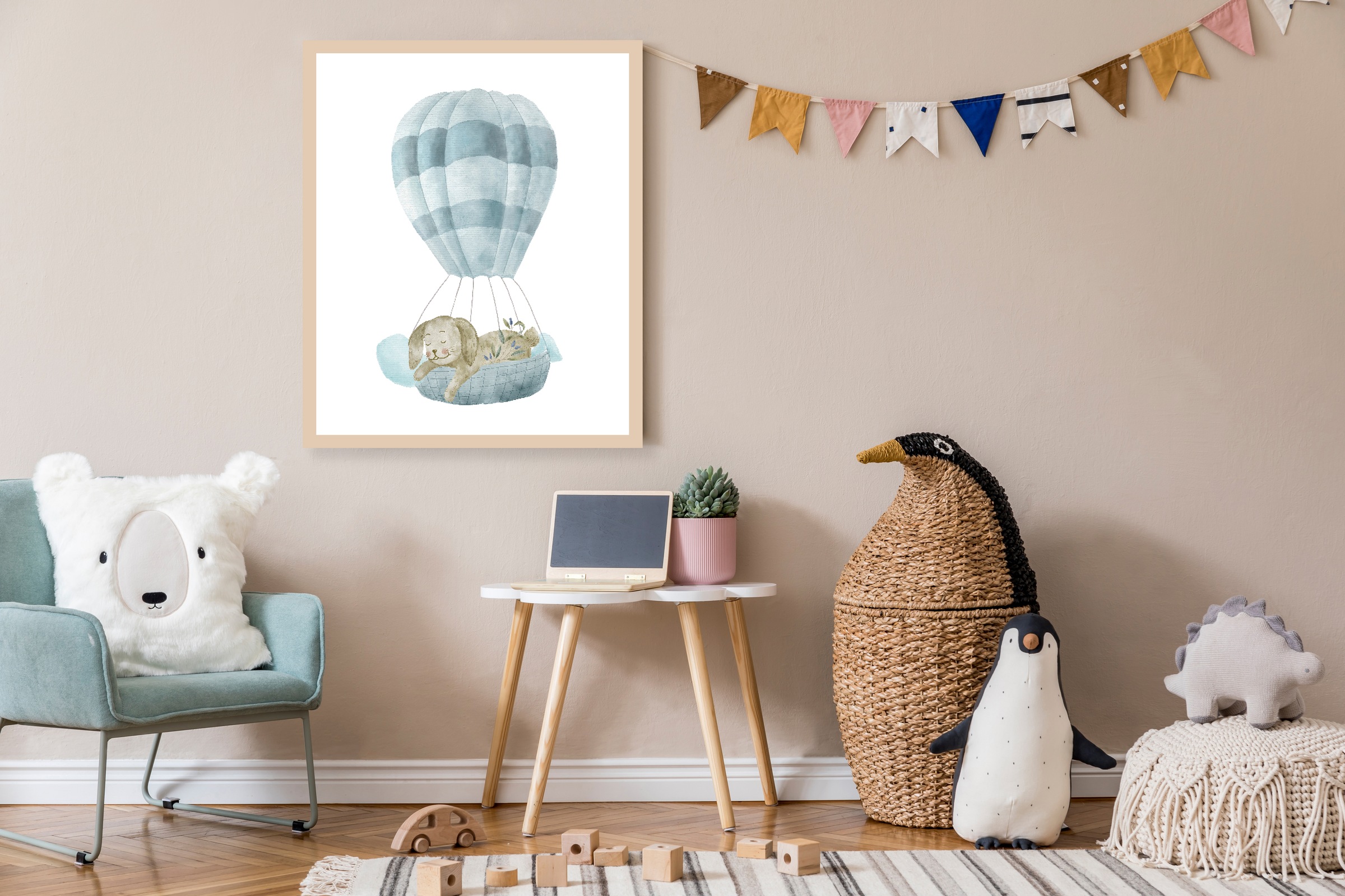 Lüttenhütt Poster »Schlafender Hase in Heißluftballon«, Ballonfahren-Fantas günstig online kaufen