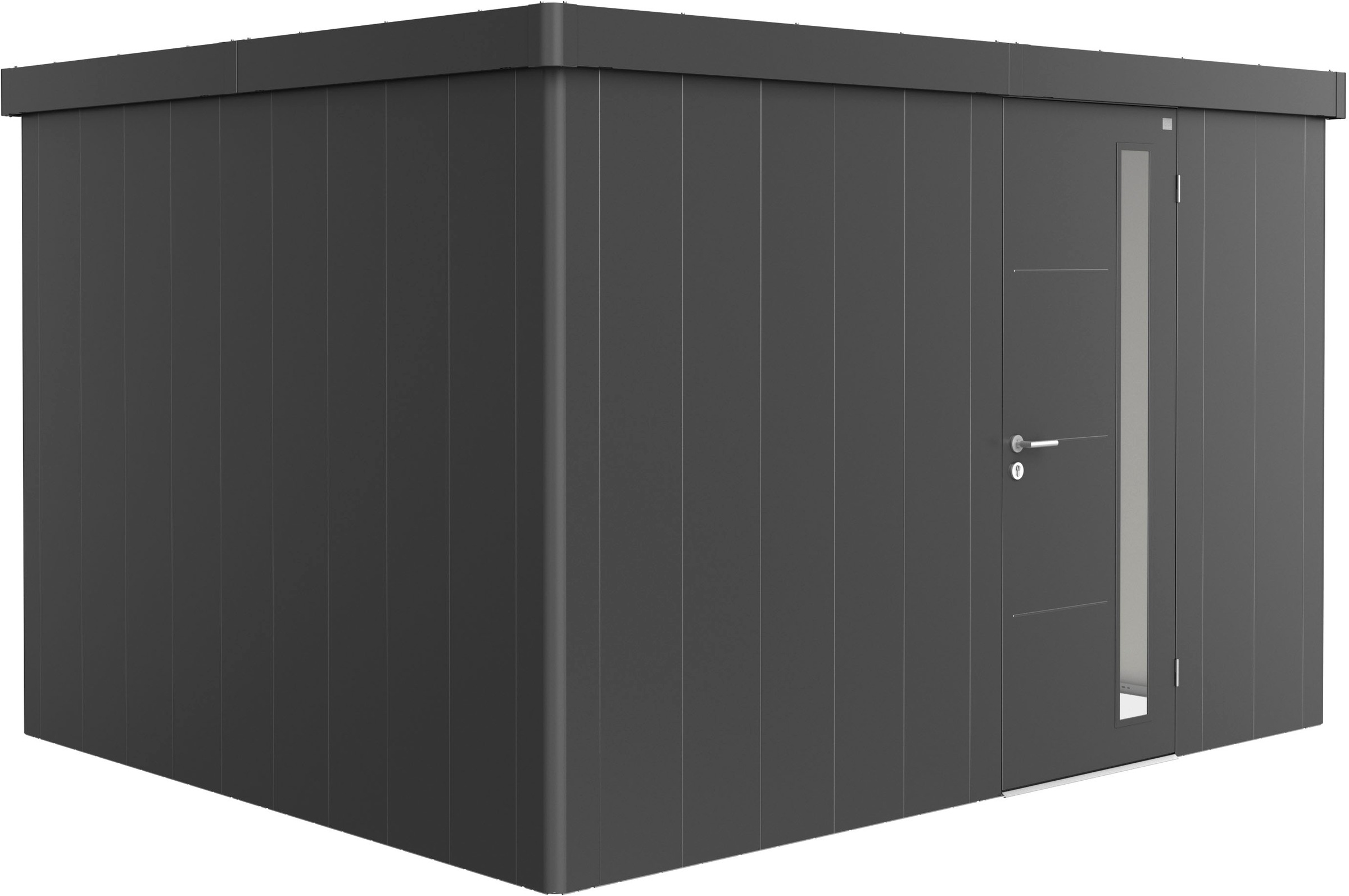 BIOHORT Gerätehaus »NEO Gr. 3D, verschiedene Farben« stylisches Gartenhaus mit Flachdach dunkelgrau-metallic